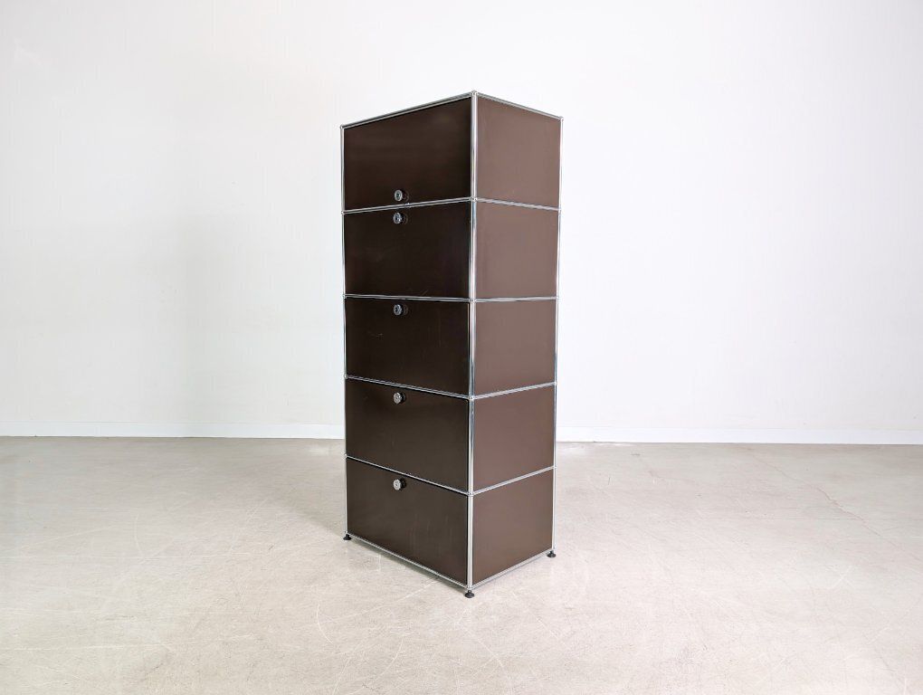 Original Usm Haller Filing Cabinet 1x5 Brown Vintage Shelf photo 2912.0