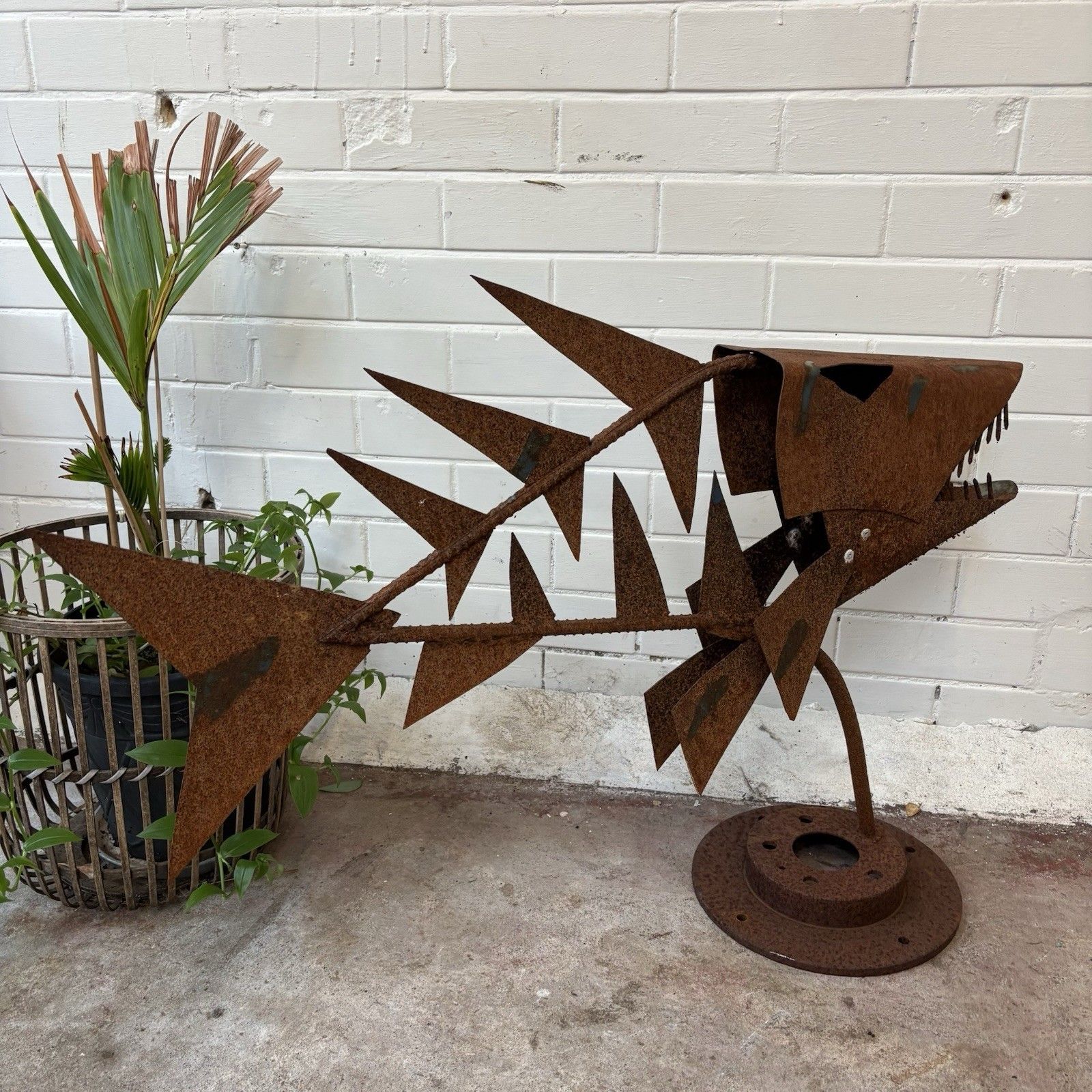 A Hand Made, One Of A Kind Scrap Metal Piranha Sculpture. photo 308.0
