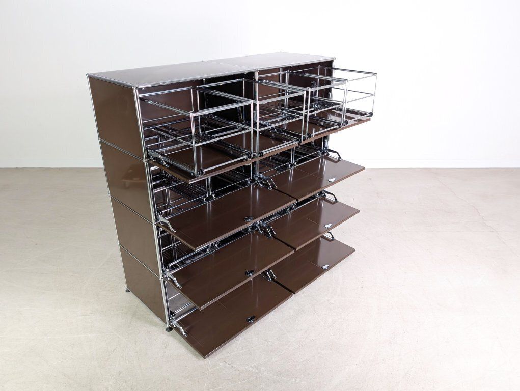 Original Usm Haller Filing Cabinet 2x4 Brown Vintage Shelf Chest Of Drawers photo for sale