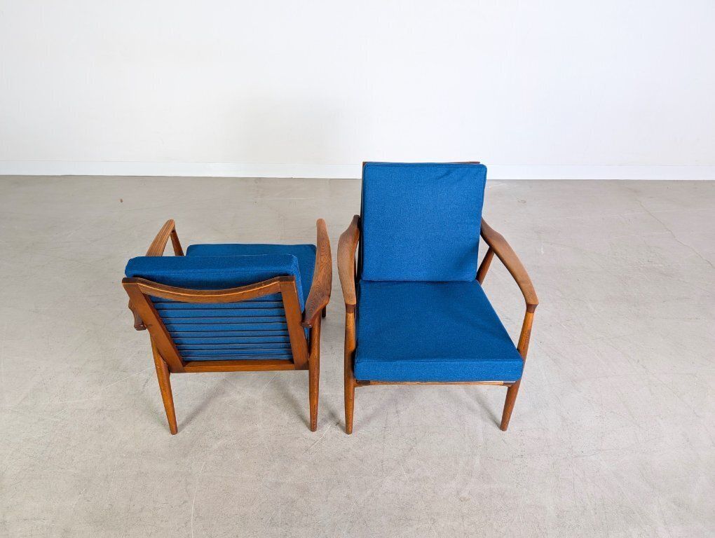 2x Original Midcentury Armchairs Teak Vintage Easy Chair photo vintage