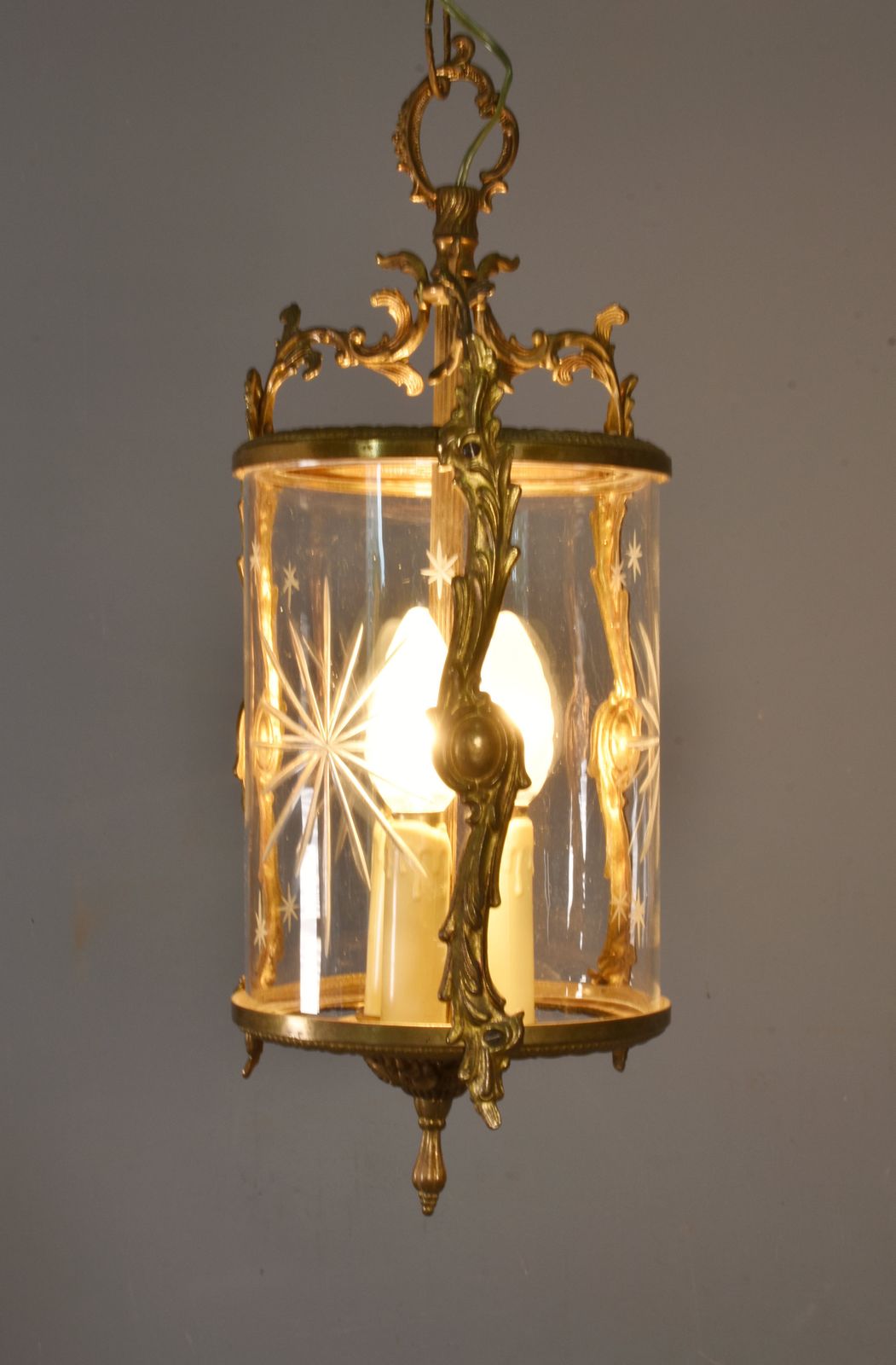 French Antique Cut Glass Hall Lantern Louis XVI Style photo for sale