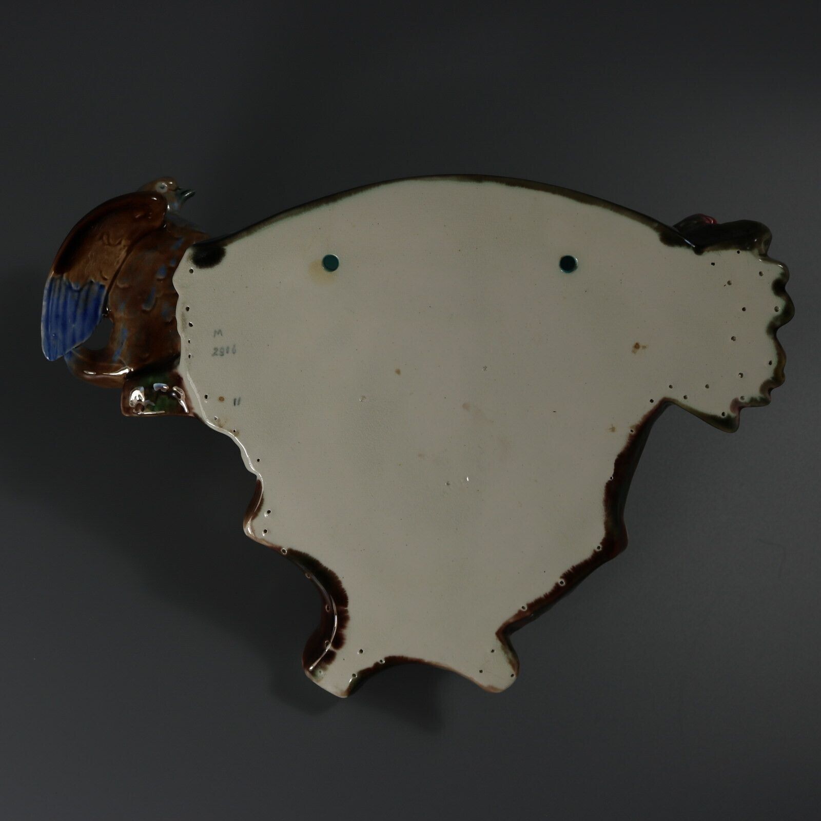 Wedgwood Majolica Bird On Nest Wall Pocket photo vintage