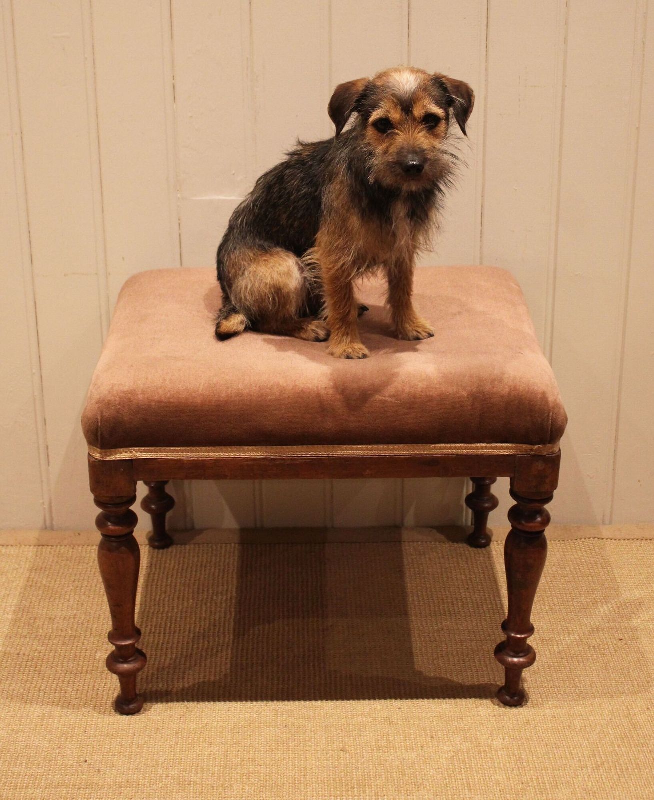 Mahogany Upholstered Stool, 1800s photo 240.0