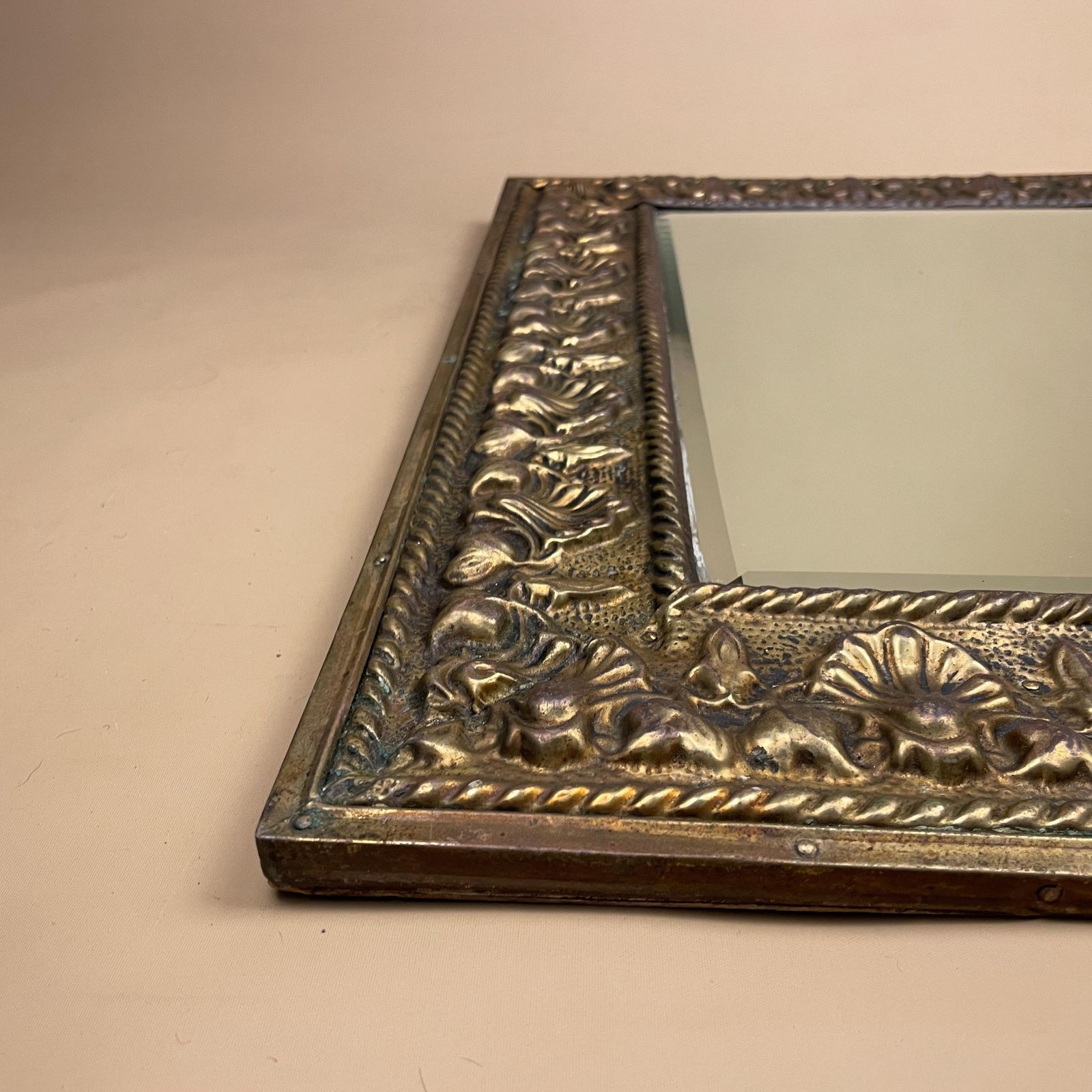 Ornate Gold Wall Mirror Portrait Rectangle Metal Frame Bevelled Glass Baroque Rococo Style Hollywood Regency Hallway Living Room photo vinterior