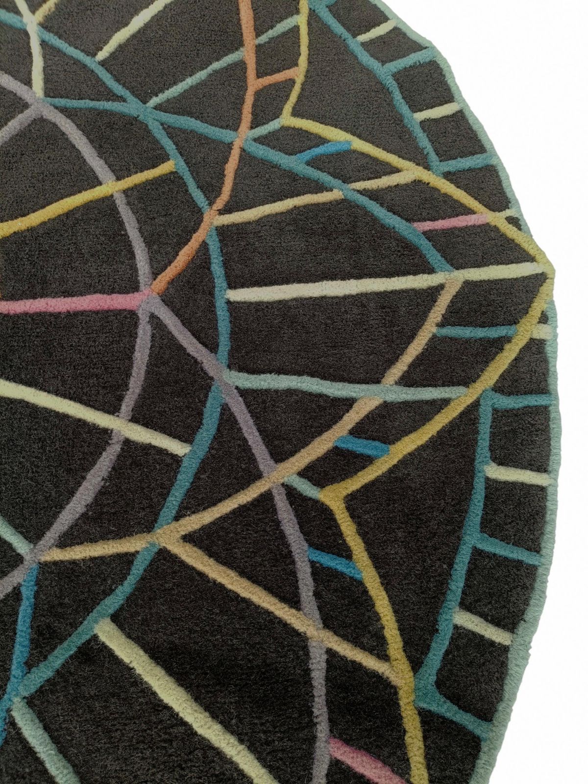 Round Wool Rug With Optical Patterns, Italy 1970s photo 533.0