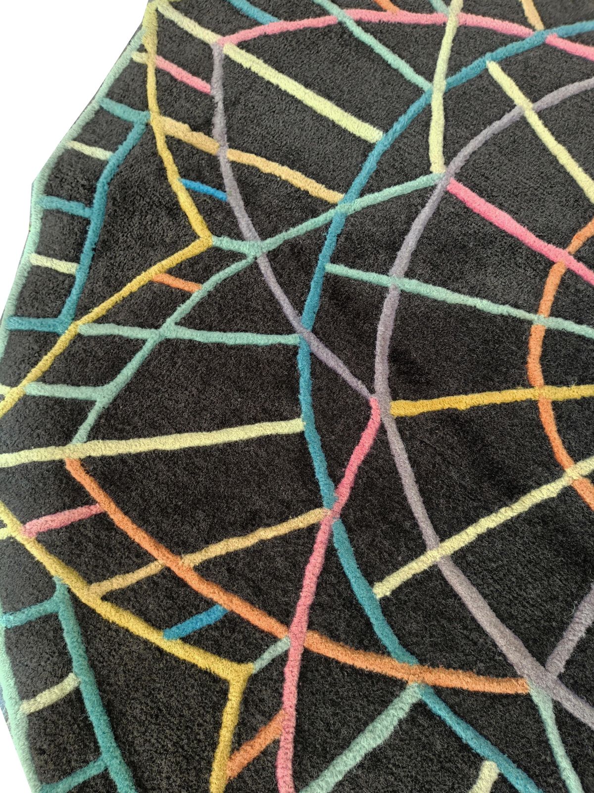 Round Wool Rug With Optical Patterns, Italy 1970s photo vinterior