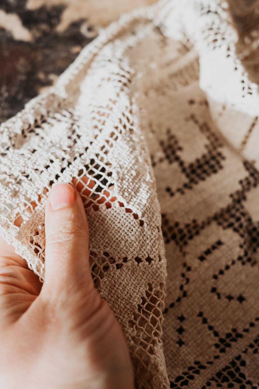 Antique Hand Knotted Filet Lace Runner   202cm Long Table Runner Or Curtain Panel photo furniture