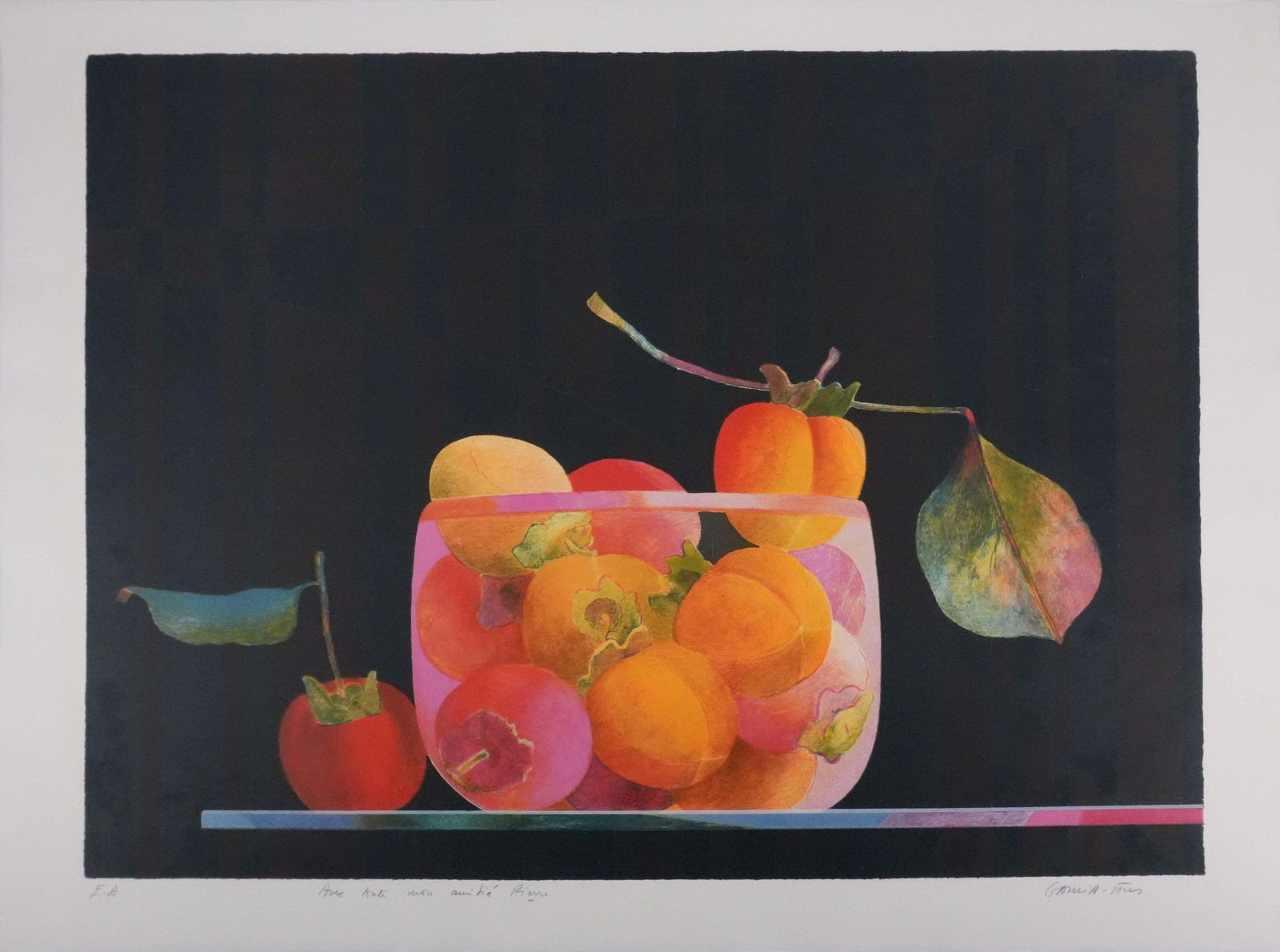 Pierre Garcia Fons Orange Fruits   Original Lithograph, Signed