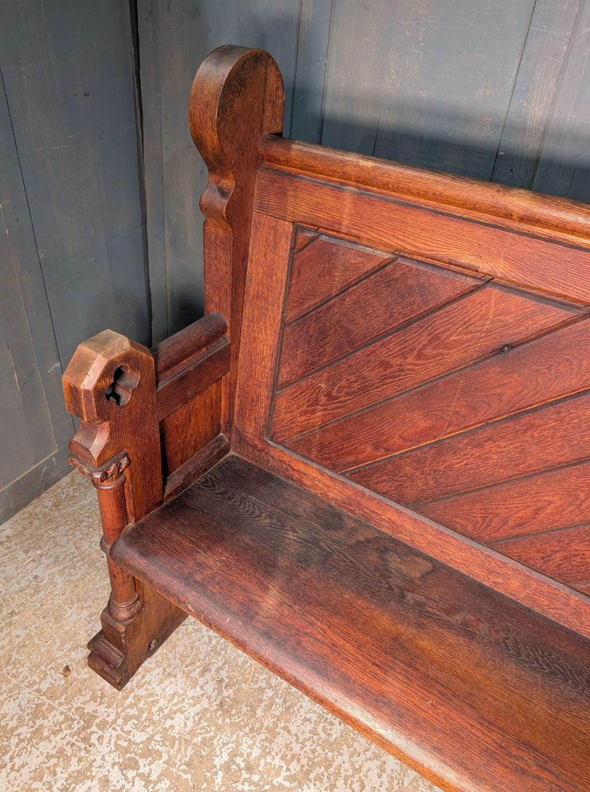 Highly Carved Oak Antique Gothic Choir Pew Bench From A Surrey Church photo 780.0