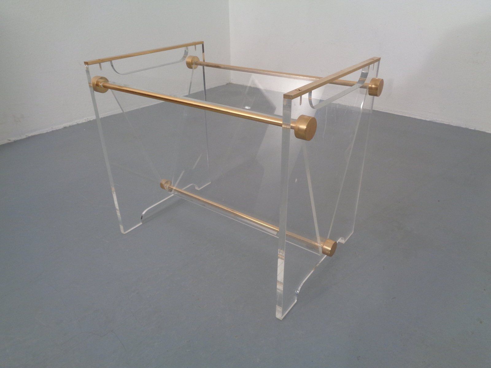 Acrylic Glass And Brass Magazine Rack By David Lange For Marais International, France, 1970s