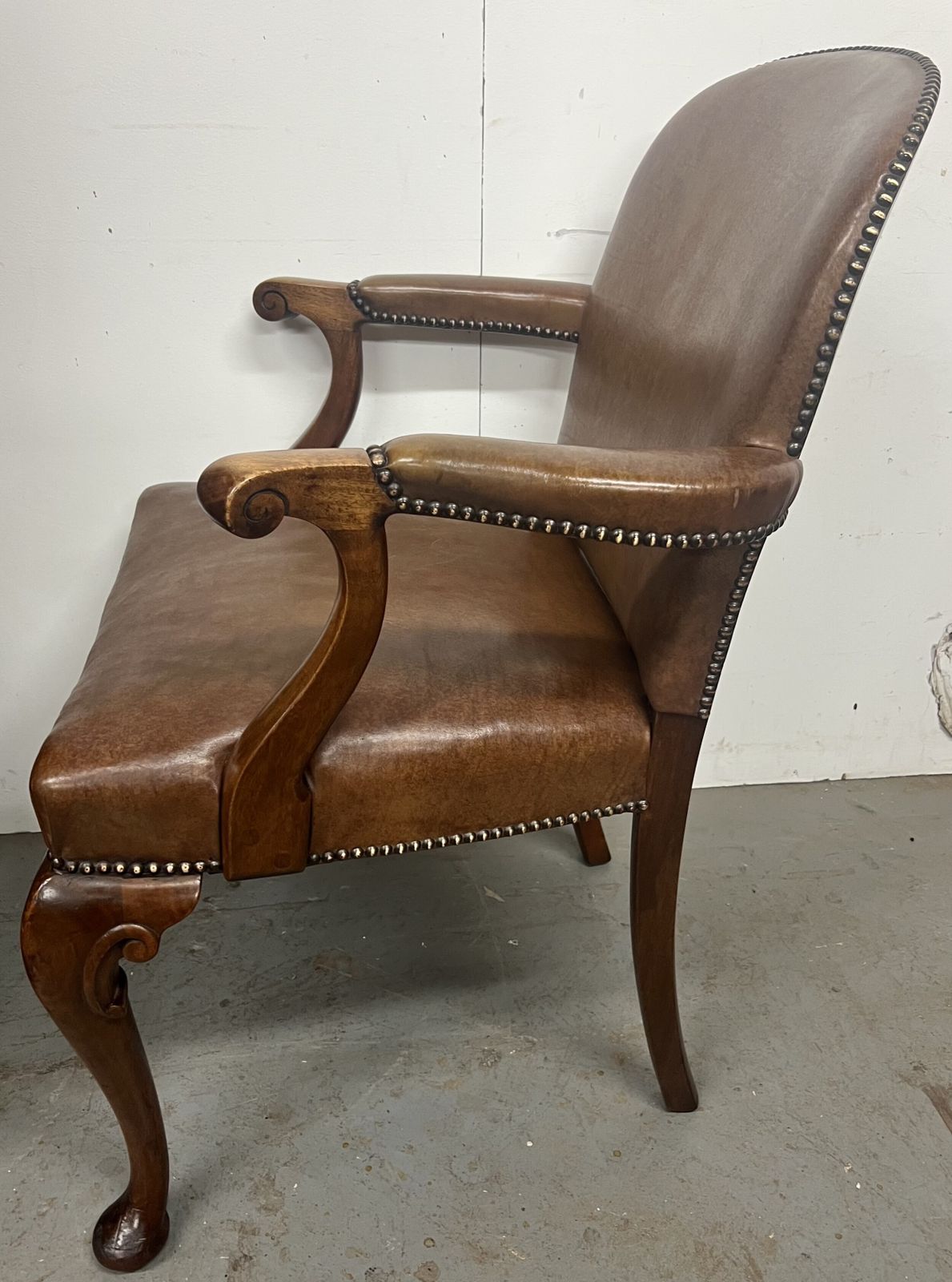 Mahogany & Leather Elbow Desk Chair photo vintage