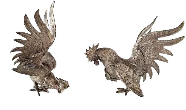 Pair Of Fighting Roosters, Vintage