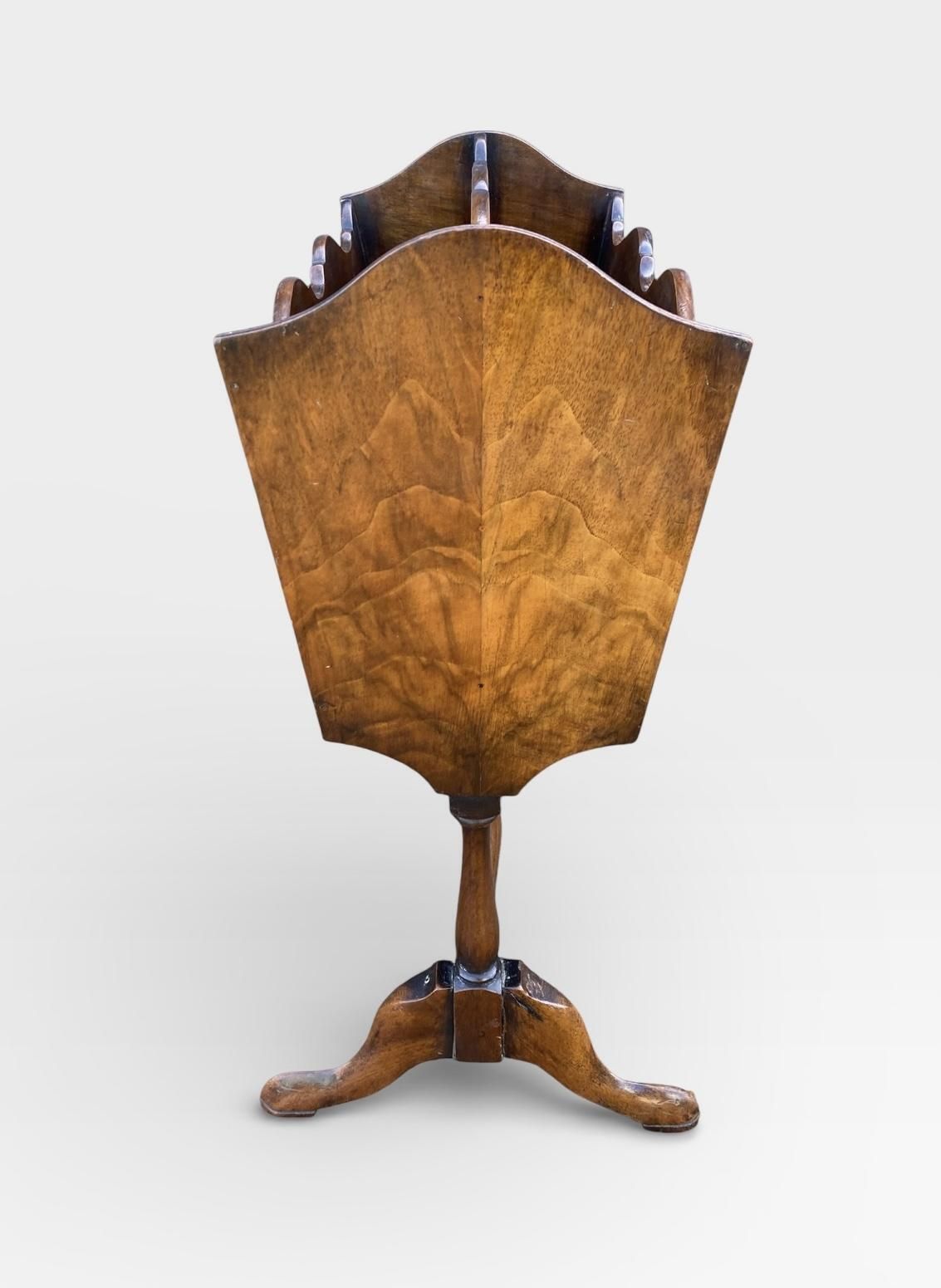 Queen Anne Style Burr Walnut Canterbury / Magazine Rack (C.1920) photo for sale
