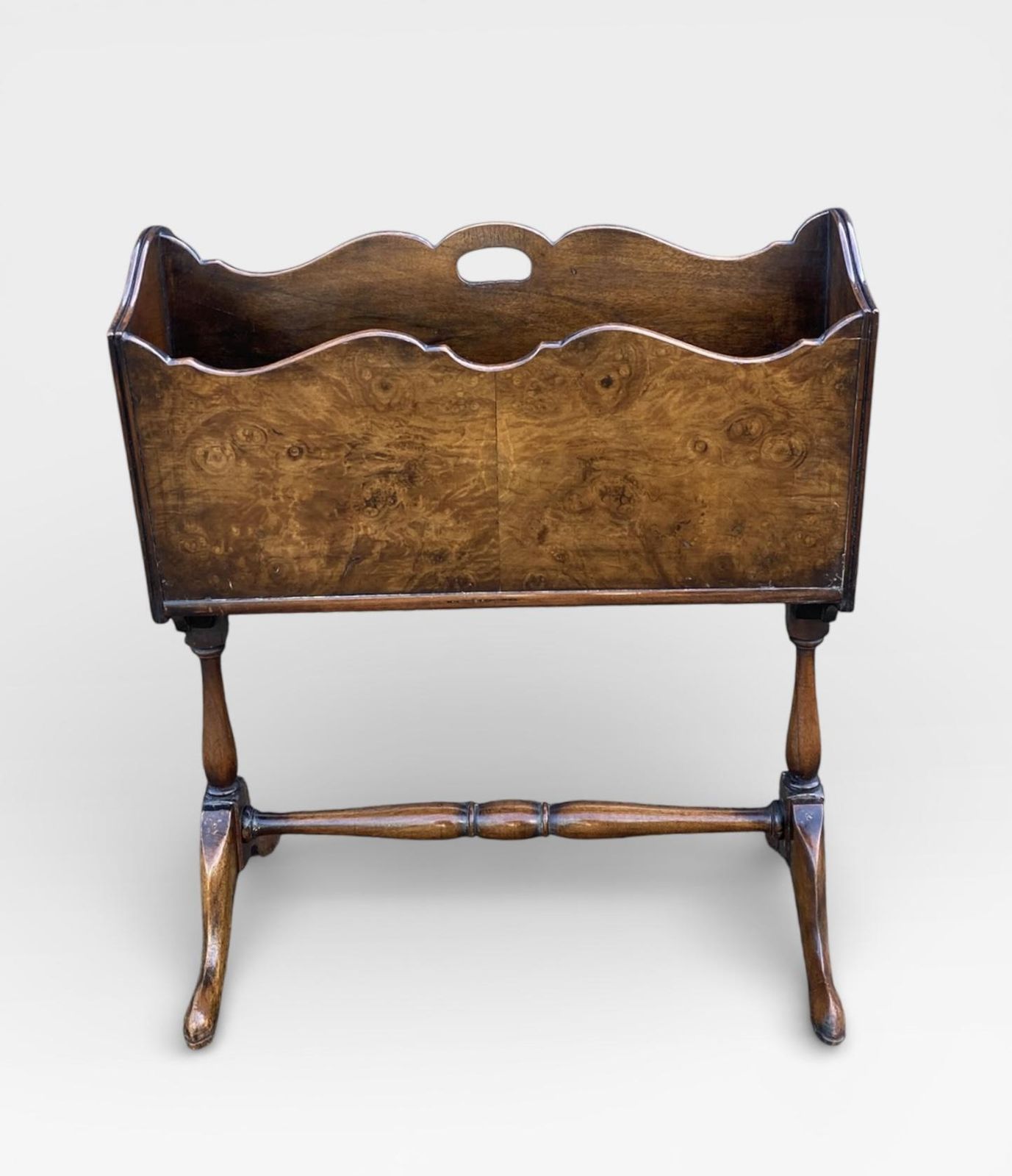 Queen Anne Style Burr Walnut Canterbury / Magazine Rack (C.1920) photo 195.0