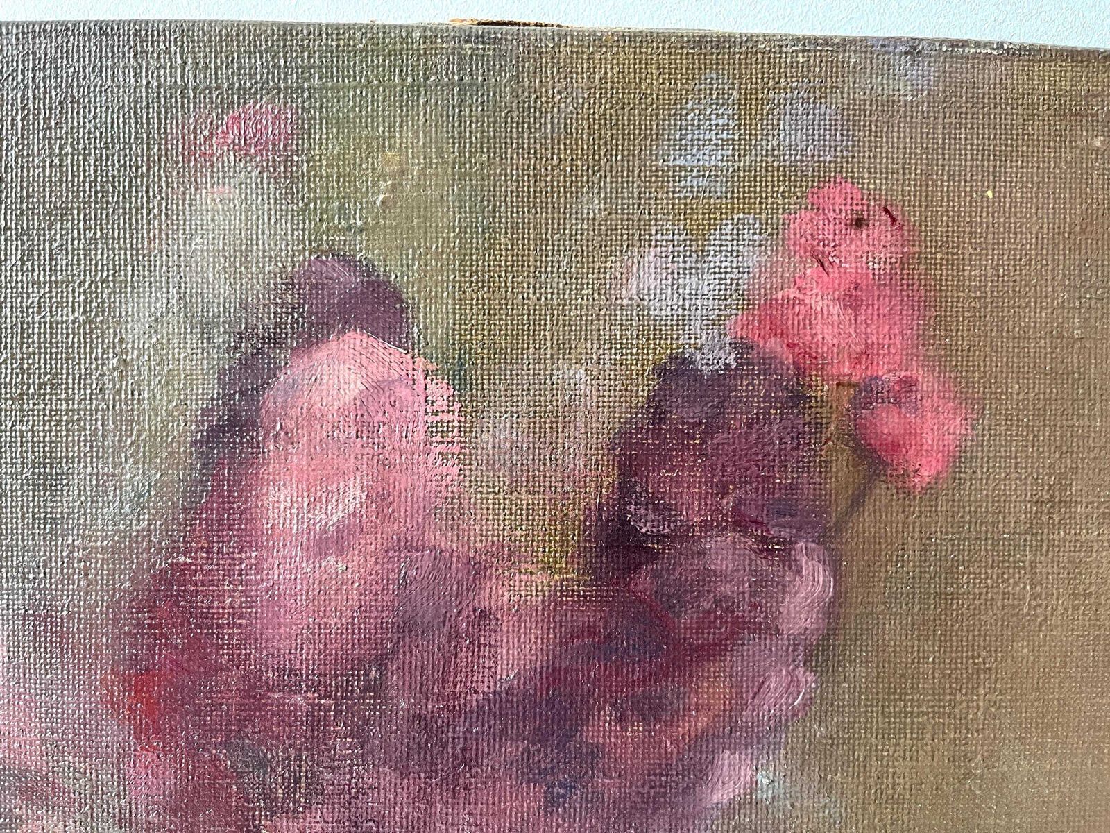 photo furniture Original 1920's Oil On Canvas "The Grapefruit And The Gladioli", Antique French Signed Painting, Fruits And Floral Still Life