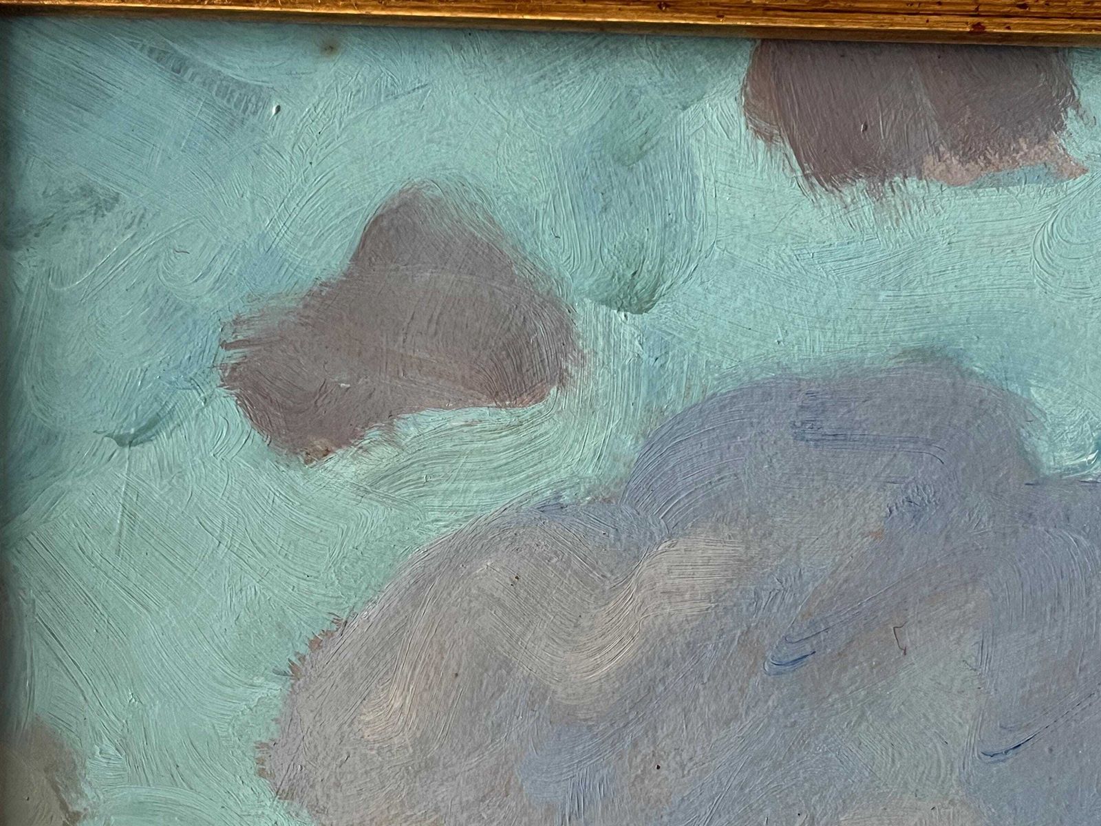 photo buy Original 1950s Large Oil On Panel Of A French Brittany Village, Antique Framed Landscape Painting