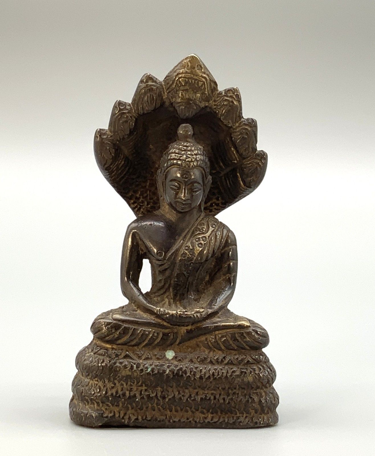Antique Bronze Buddha Naga King, Mucalinda Sculpture Figurine Statue Early 20thc photo furniture