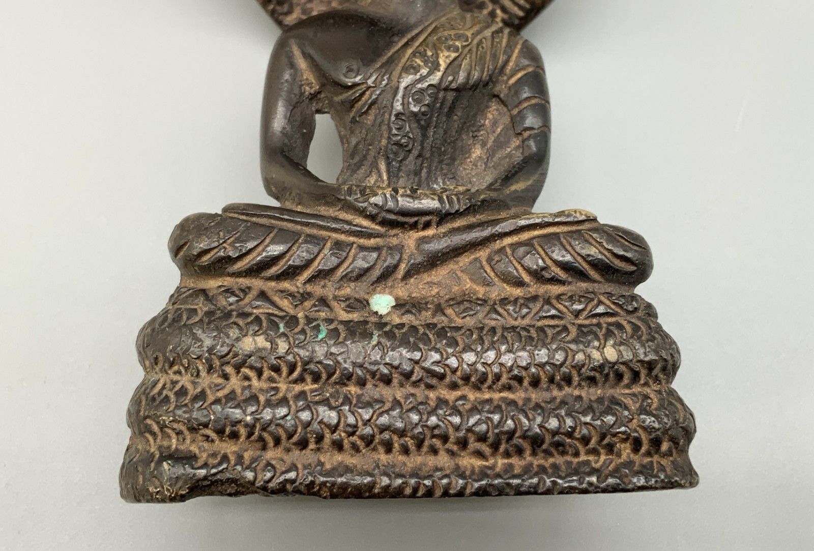 photo for sale Antique Bronze Buddha Naga King, Mucalinda Sculpture Figurine Statue Early 20thc