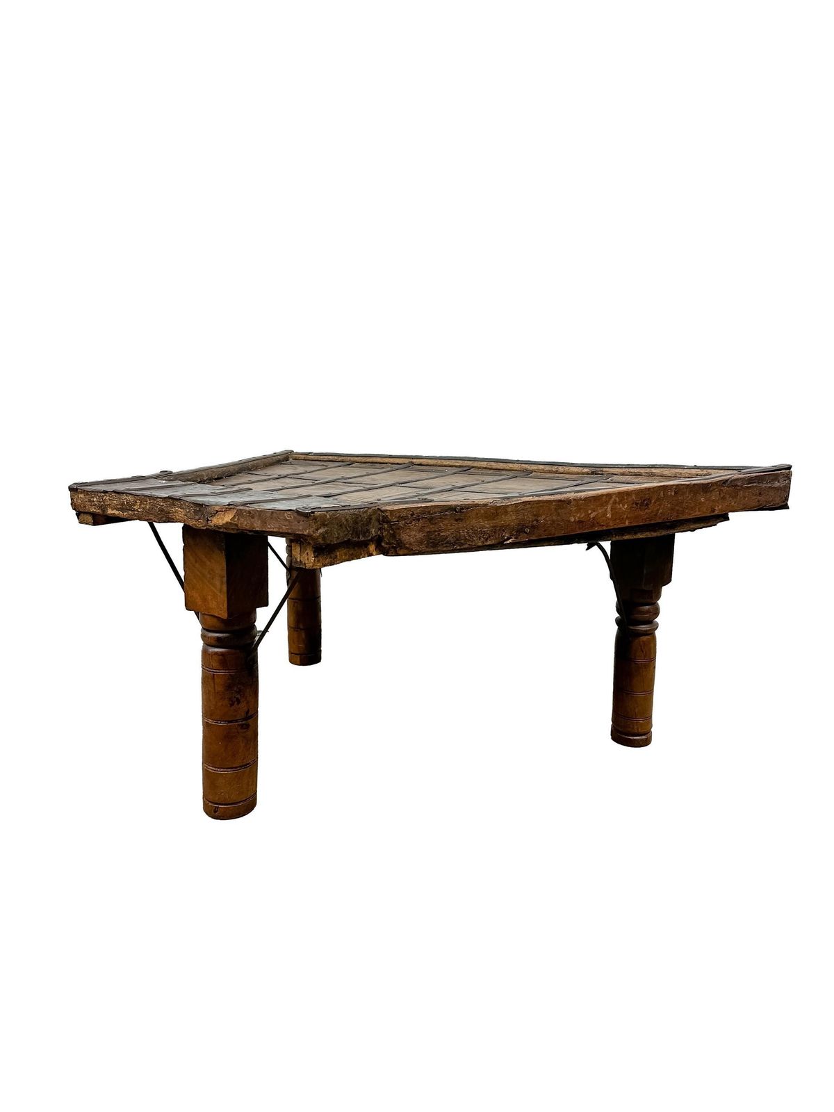 19th Century Indian Ox Cart Coffee Table With Hand Forged Iron   Reclaimed Rustic Wood photo buy