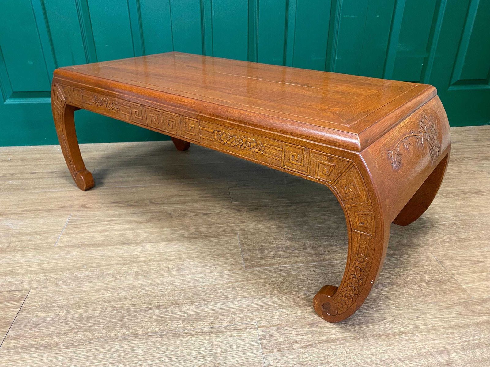 Antique Oriental Reversible Camphor Wood Carved Bench Stool Coffee Table photo for sale