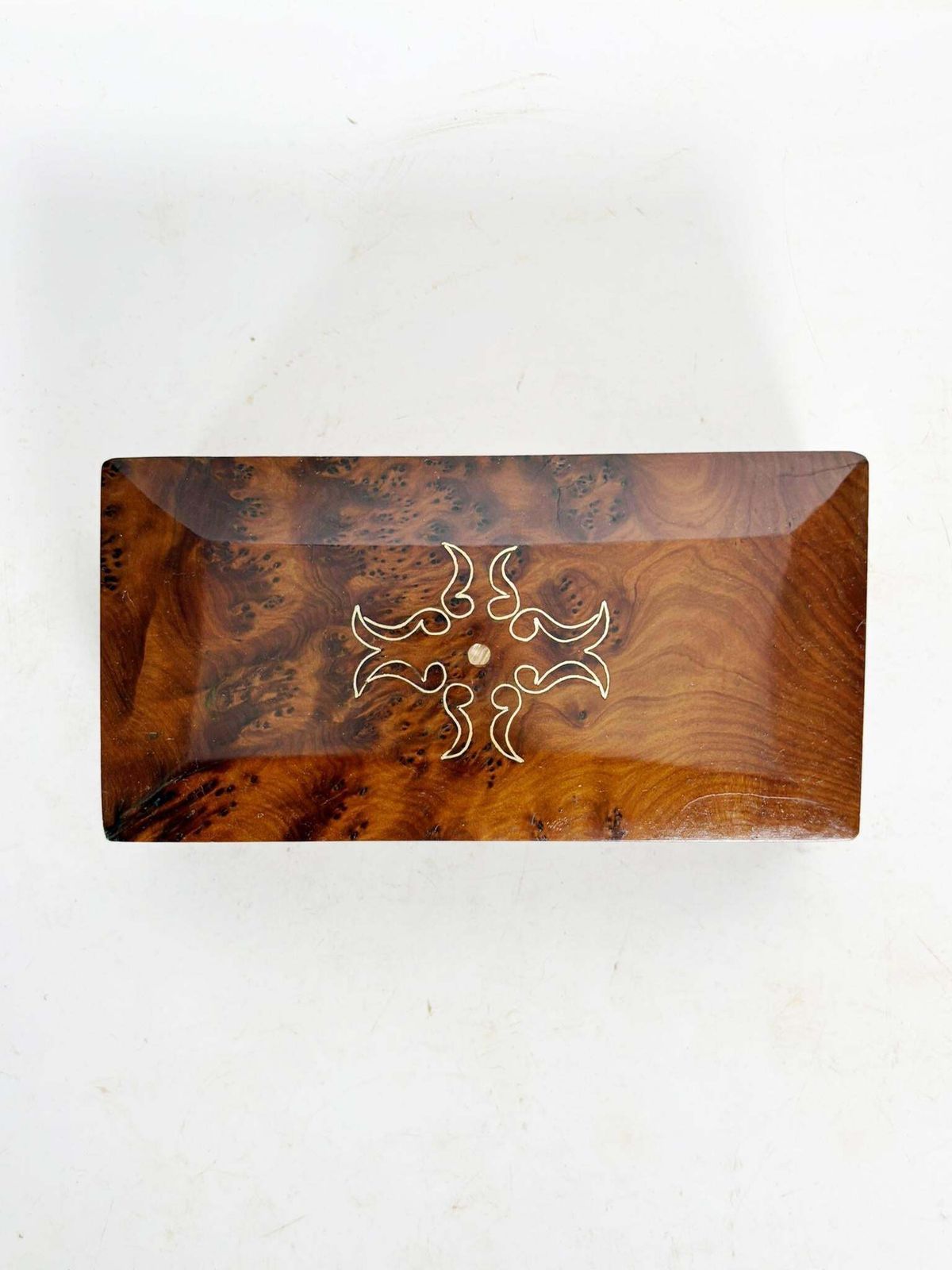 Rectangular Wooden Box, Brown With A Central Geometric Pattern, 1970 photo 480.0