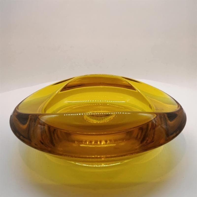 1960s Big Golden Yellow Ashtray Or Catch All In Murano Glass. 17.5cm. Made In Italy. photo for sale