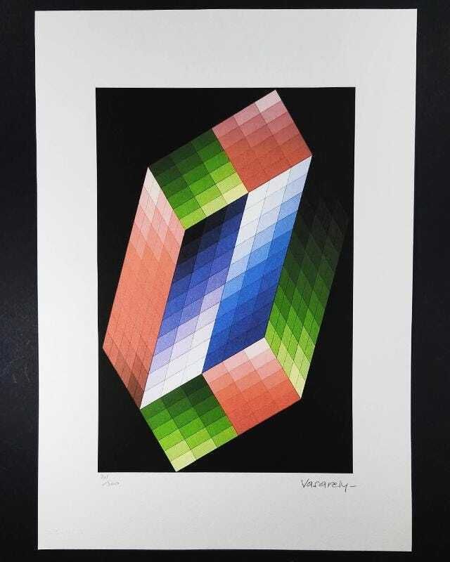 1970s Victor Vasarely Limited Numbered Edition Lithograph.
