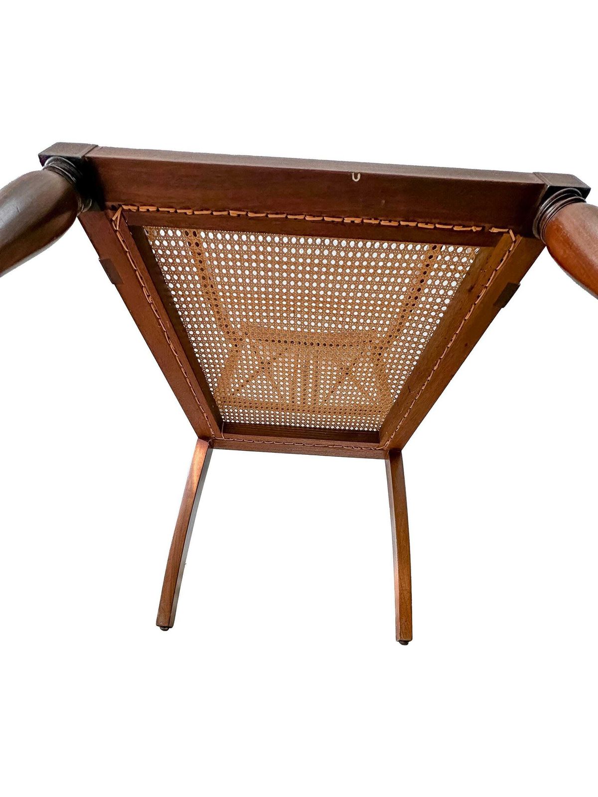 photo furniture Antique Sheraton Revival Chair Cane Seat Mahogany Inlaid With X Frame Back.