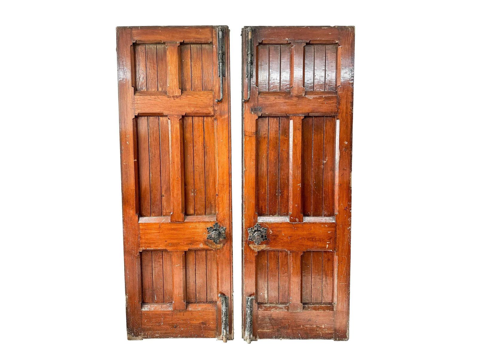 Large Gothic Revival Double Church Doors In Pitch Pine   Late 19th Century Victorian Ecclesiastical.
