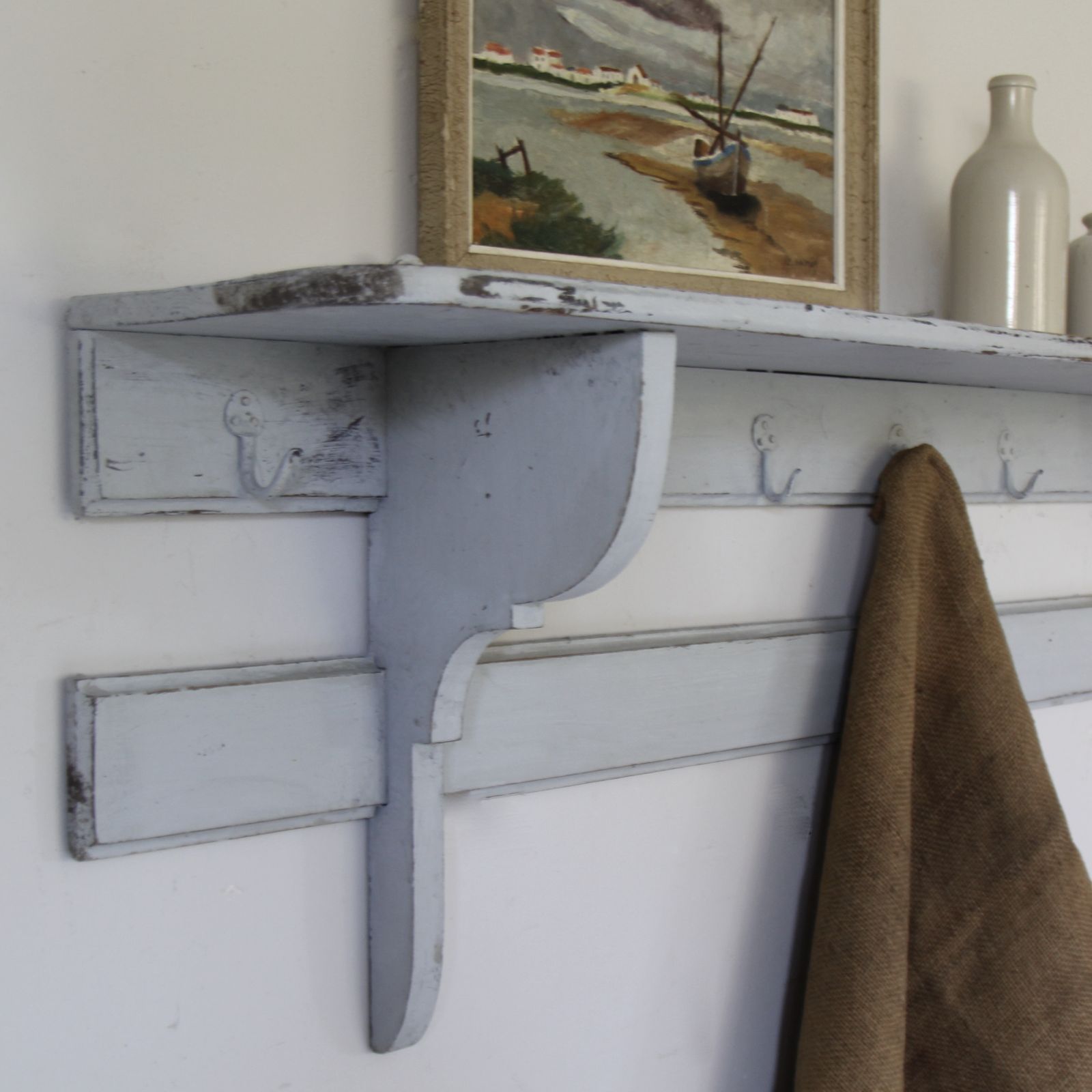 Early 20th Century French Pine Painted Game Shelf photo 236.0