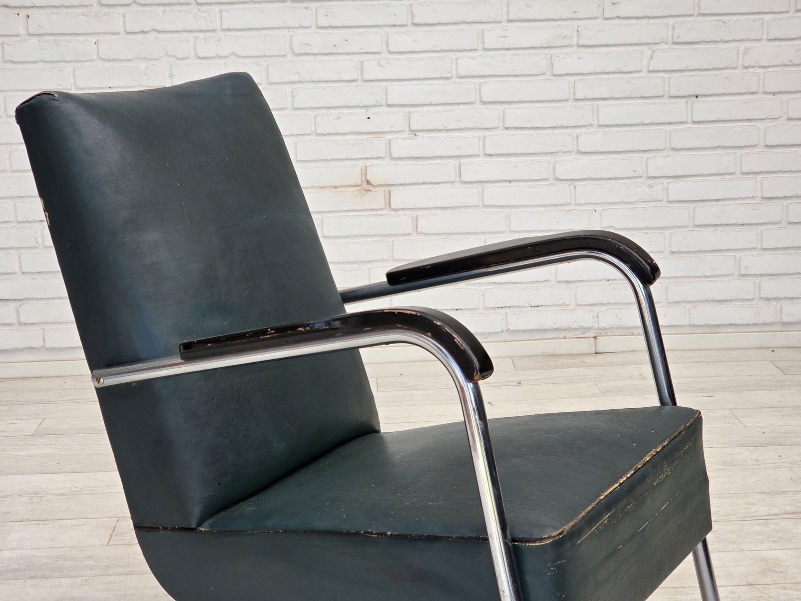 1950s, Scandinavian Armchair In Bauhaus Style, Original Condition. photo for sale