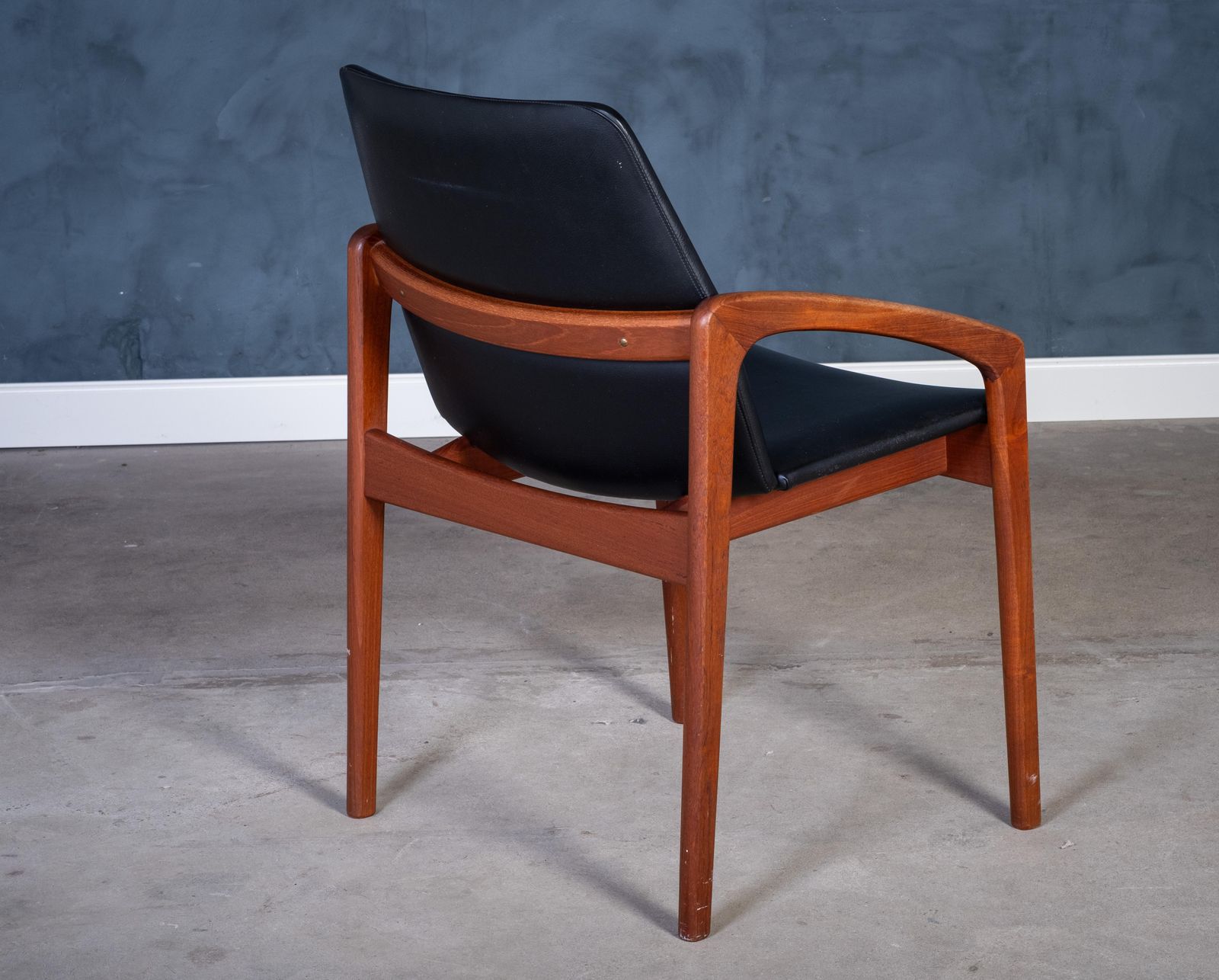 Danish Model 23 Armchair In Teak And Black Leather By Henning Kjærnulf, 1960s D photo buy