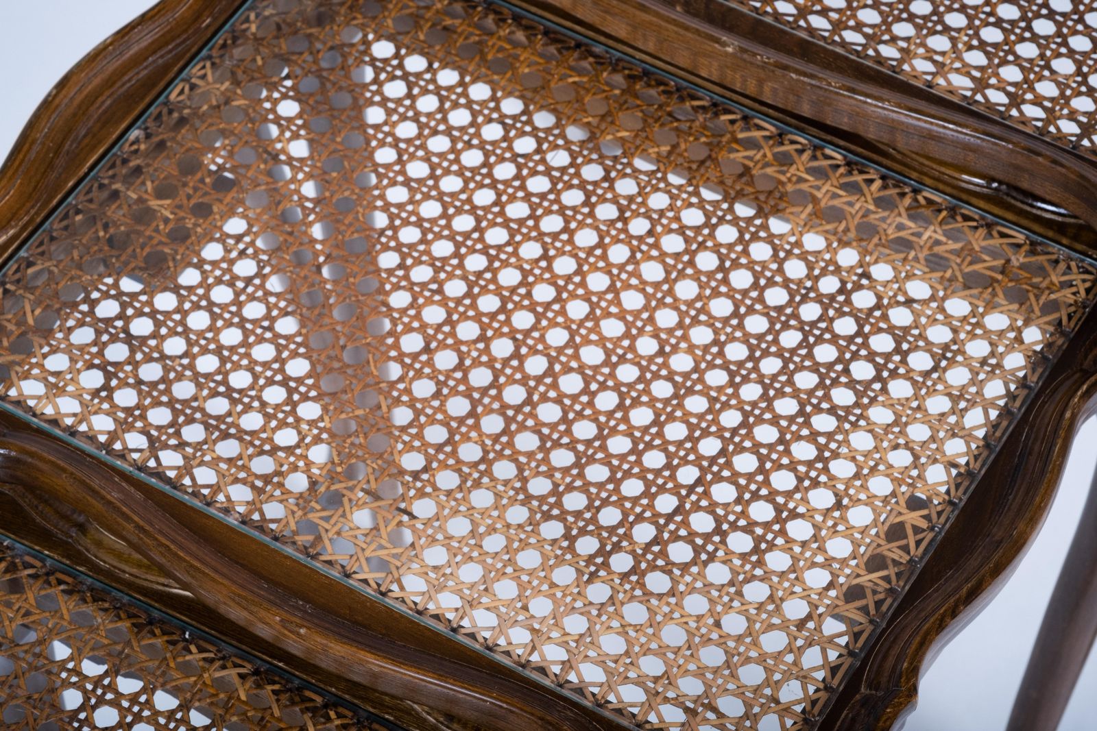 Vintage Nesting Tables With Cane And Glass Top From Jason Møbler, 1960s photo vinterior