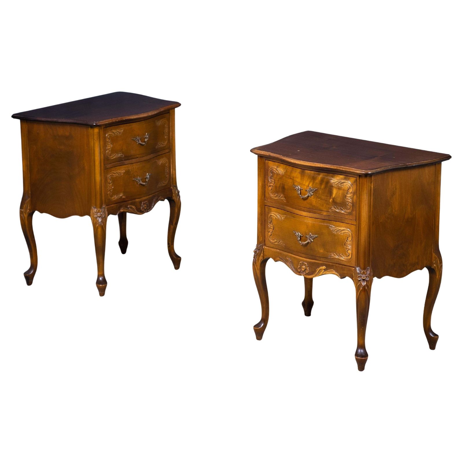 French Louis XV Style Bedside Tables, 20th Century, Set Of 2