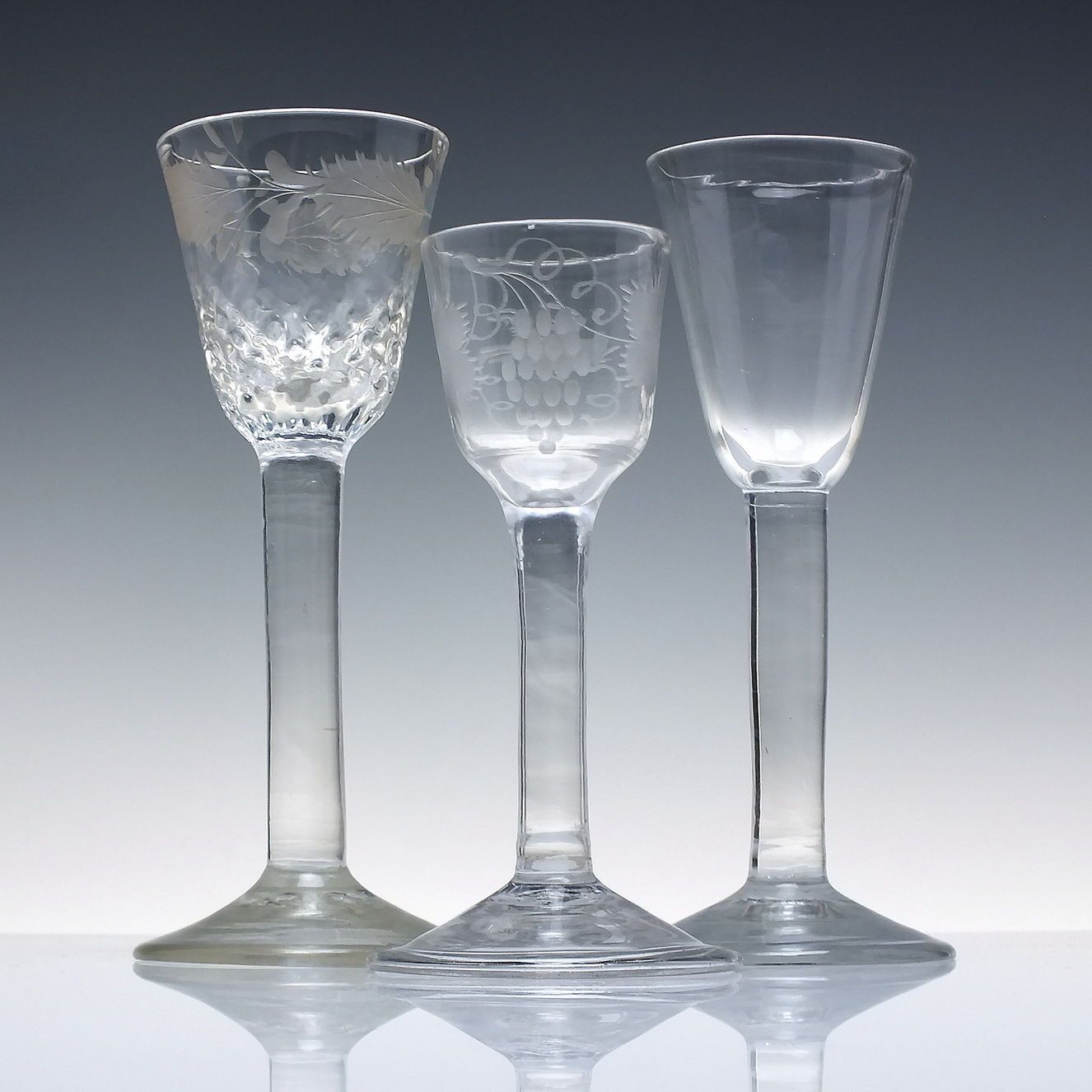 Rare 18th Century Engraved And Nut Moulded Plain Stem Wine Glass C1750 photo furniture
