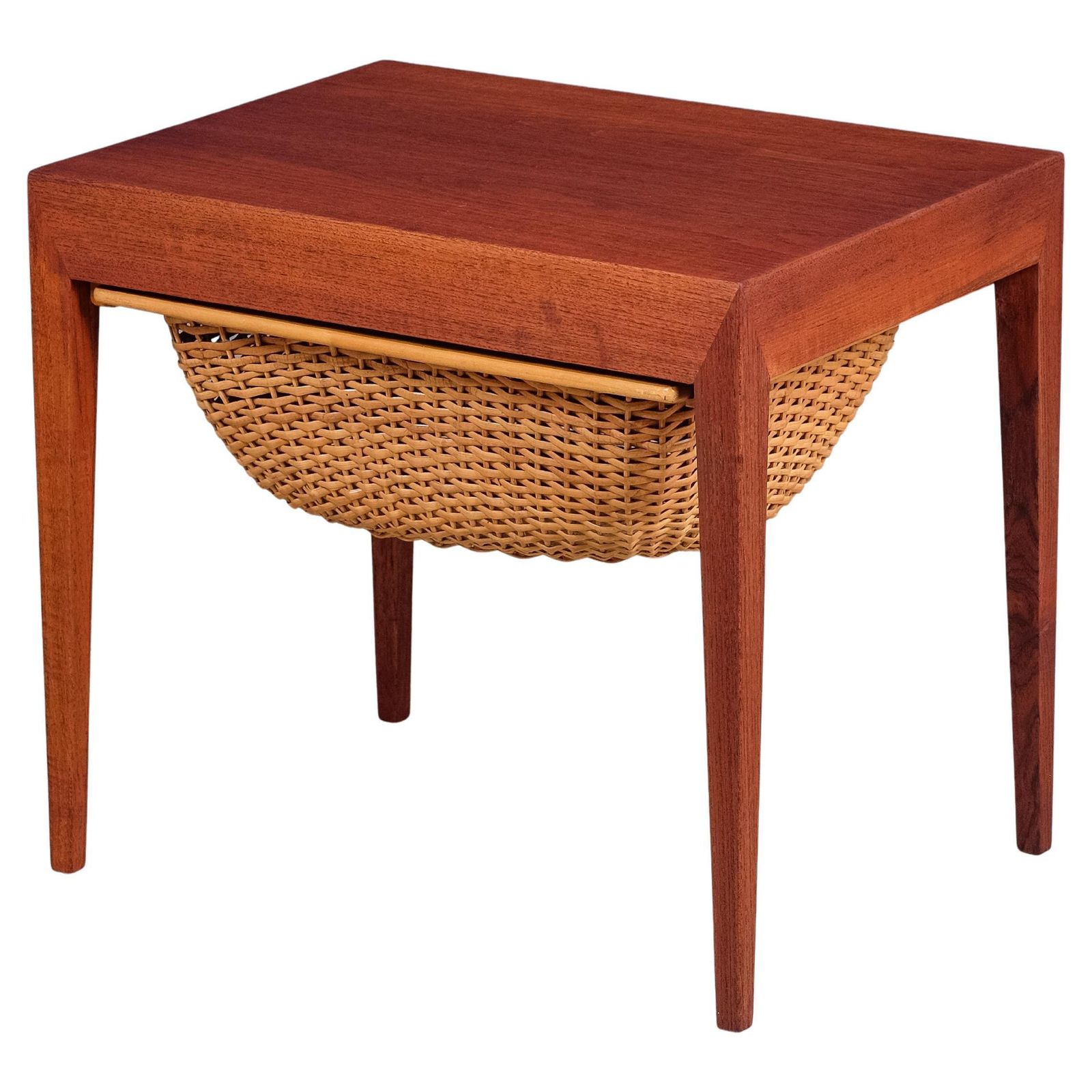Mid Century Teak Nightstand Or Sewing Table By Severin Hansen For Haslev, 1950s