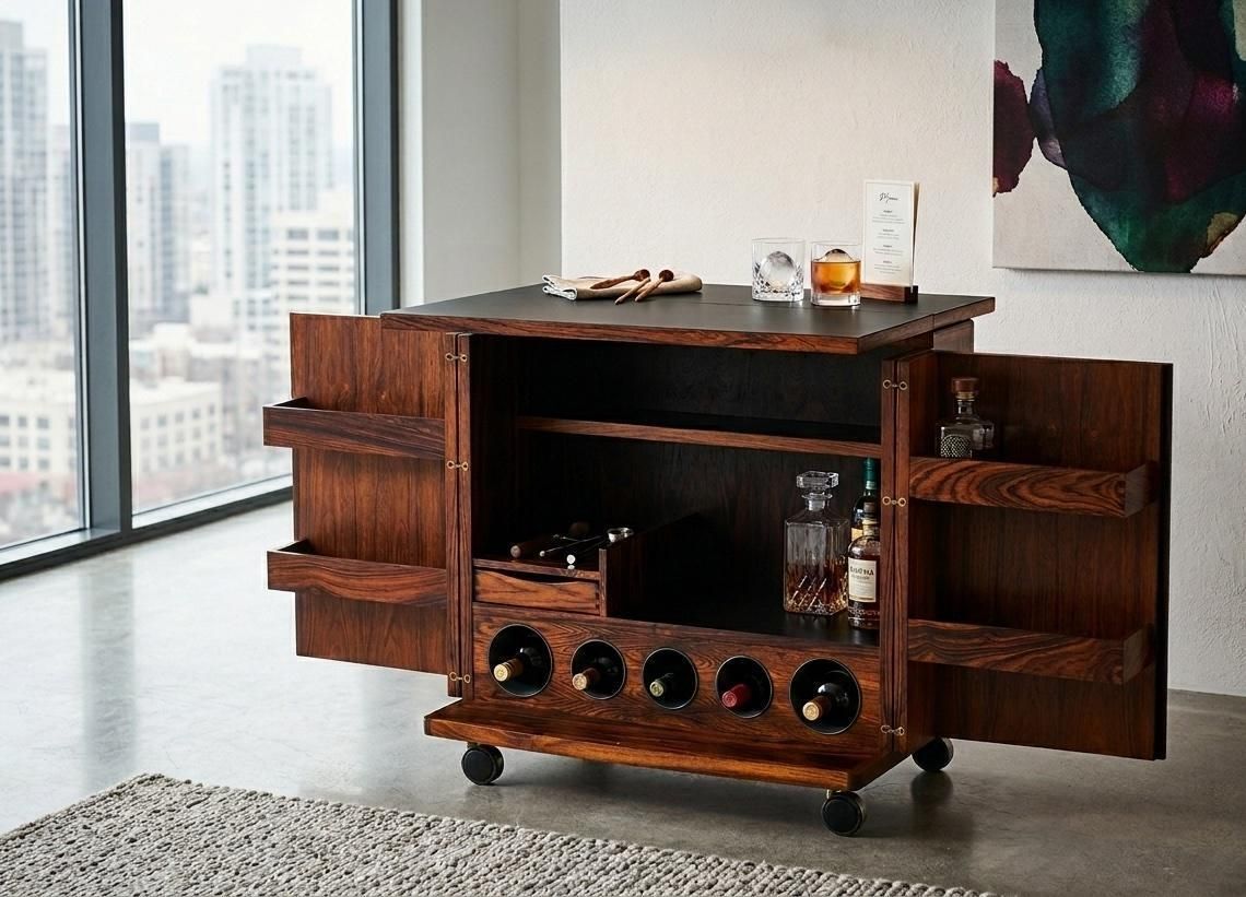 Rosewood Bar Cabinet By Illum Wikkelsø, Danish Design, 1960s photo furniture