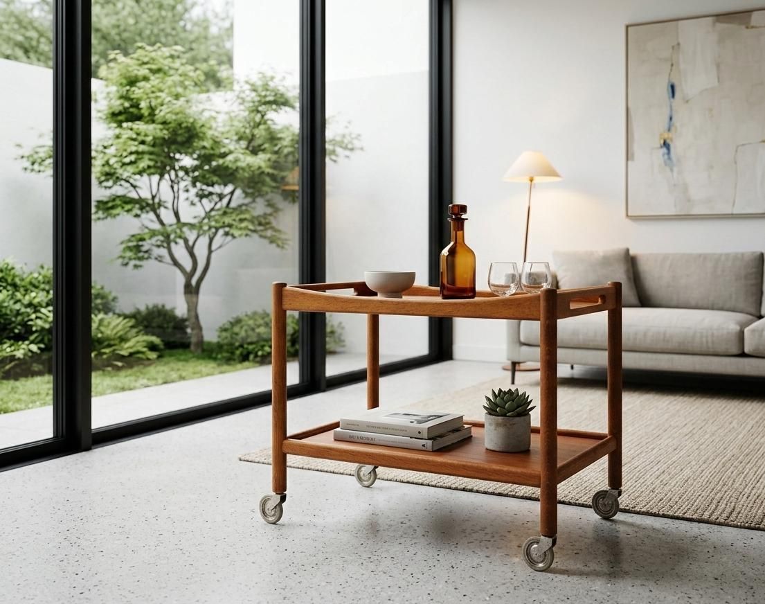 Mid Century Danish Bar Cart By Hans J. Wegner For Andreas Tuck, 1950s photo furniture