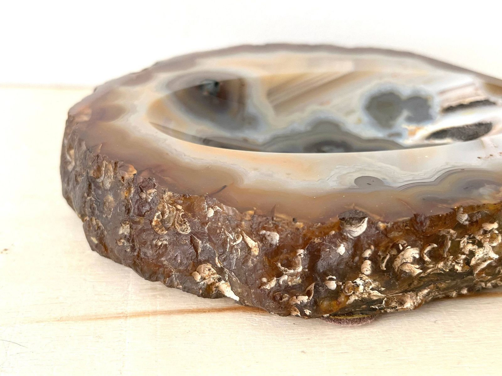 Vintage Agate Ashtray, 1970s Stone Ashtray, Vintage Trinket Bowl photo buy