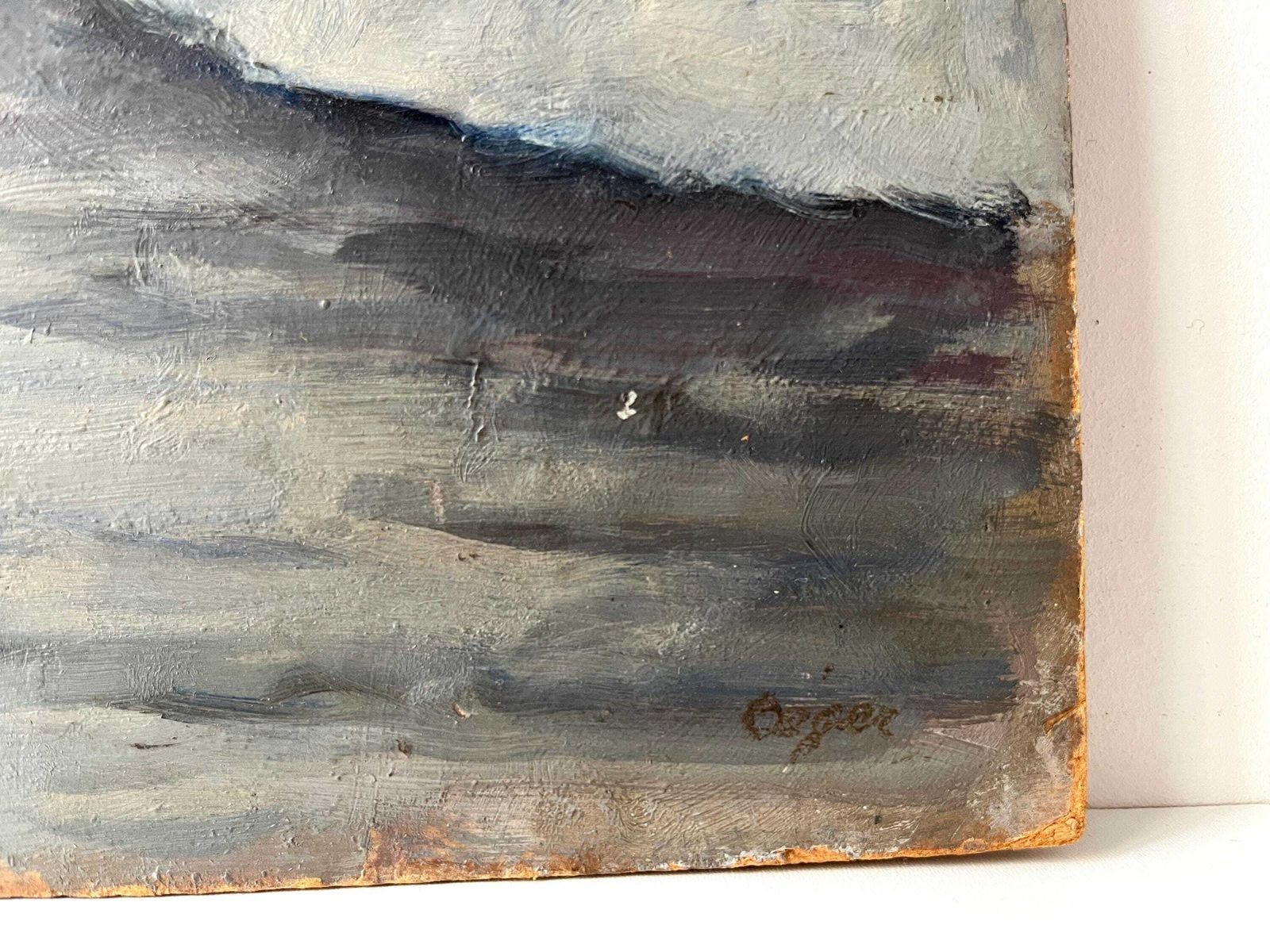 Antiek Schilderij Van Een Besneeuwd Landelijk Winterlandschap "Near The Laundry" – Frans Riviertafereel In Olieverf photo buy