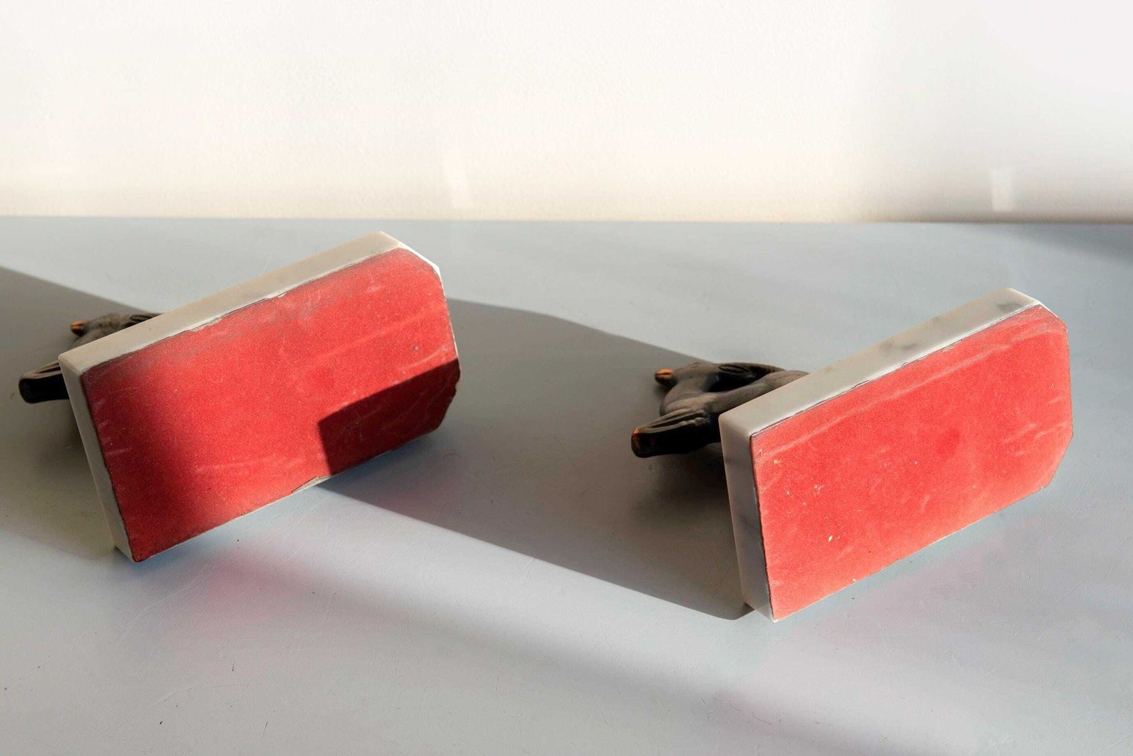 French Art Deco Gazelle Bookends On Marble Bases – Antique Antelope Bookend Pair photo vinterior