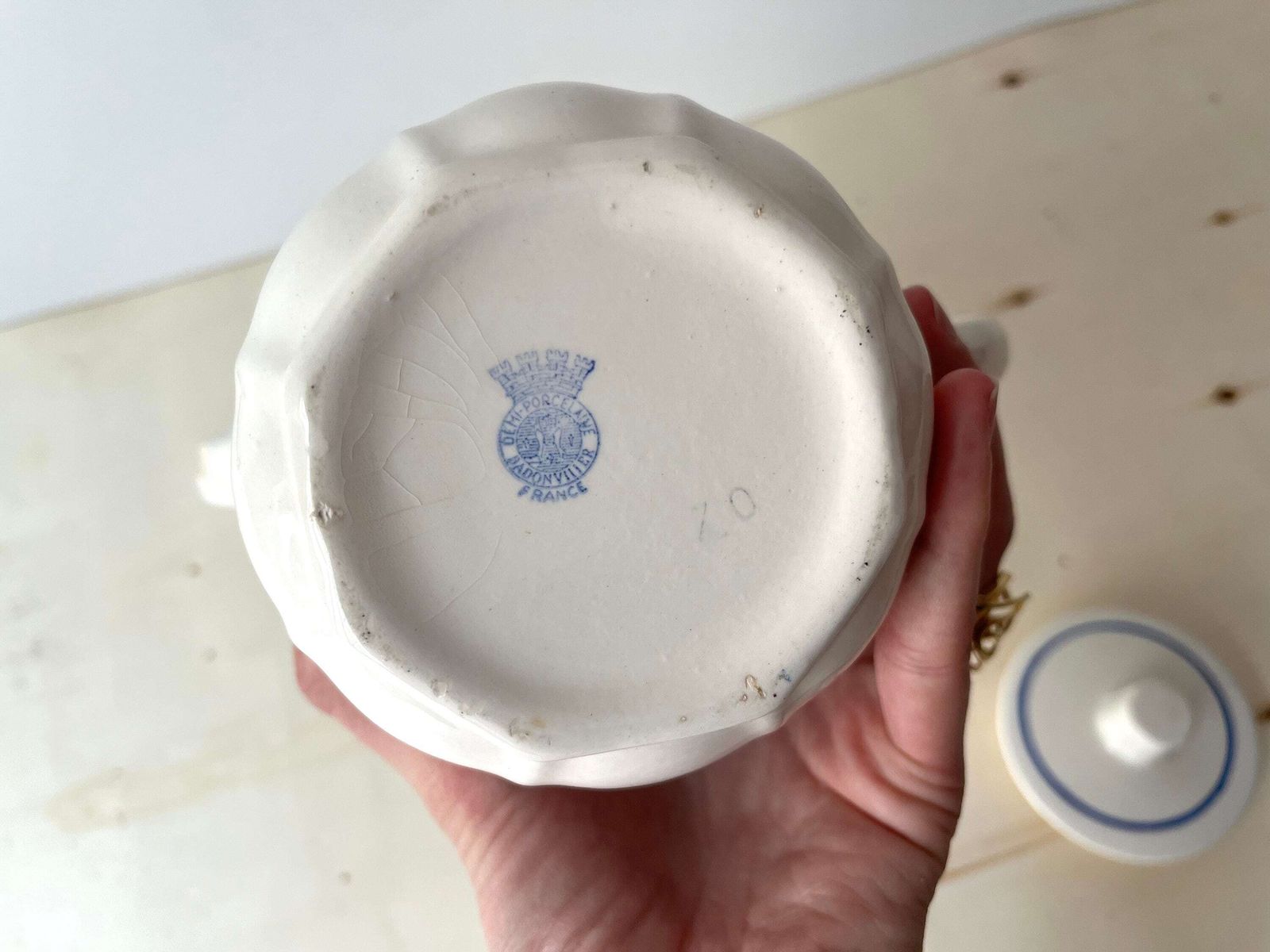 French Porcelain Teapot Badonviller Flowers 40s 50s photo vinterior