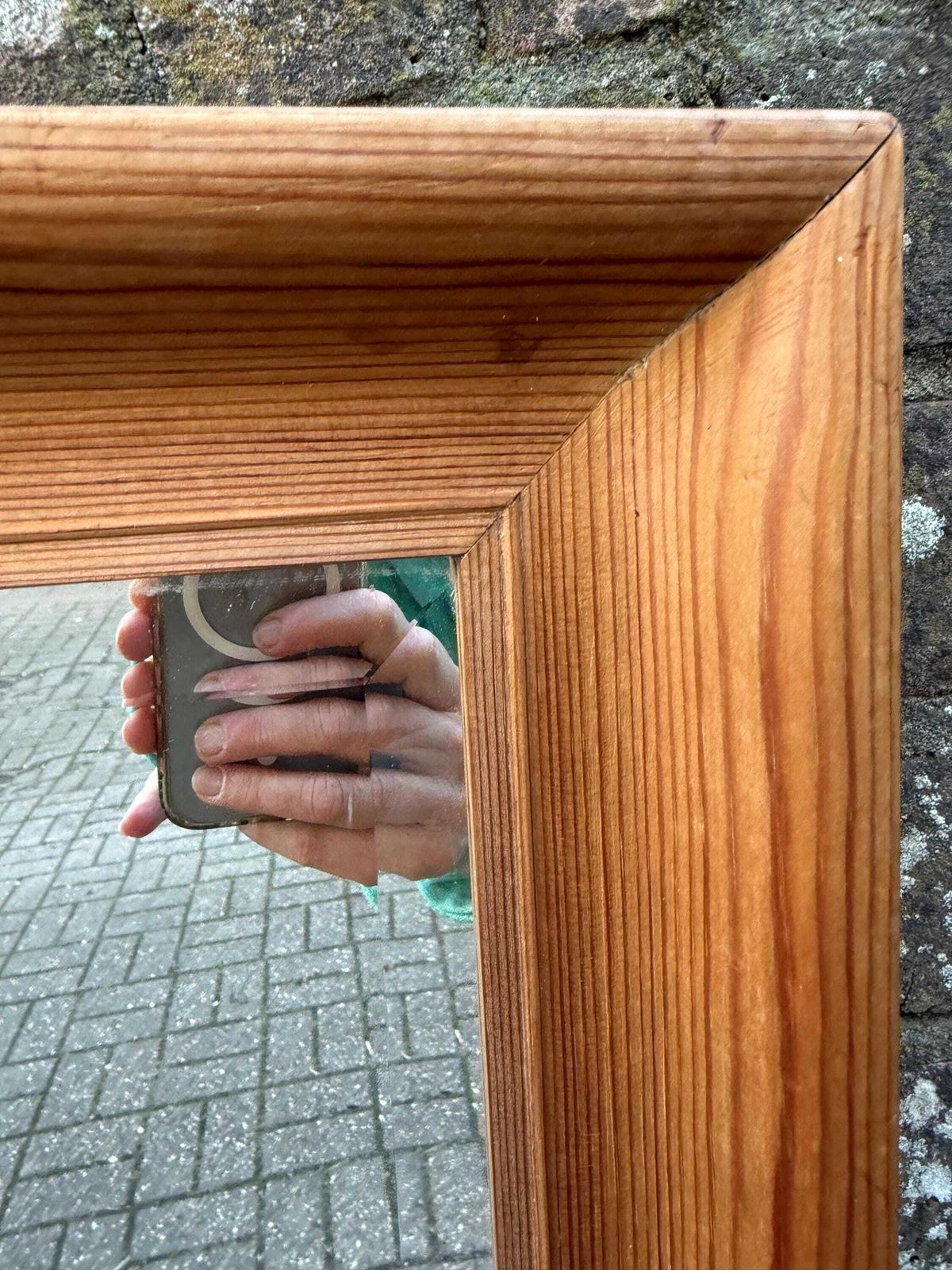 Vintage 1970s Solid Pine Framed Wall Mirror Rustic Scandinavian Country Interior Decor photo Home Decor