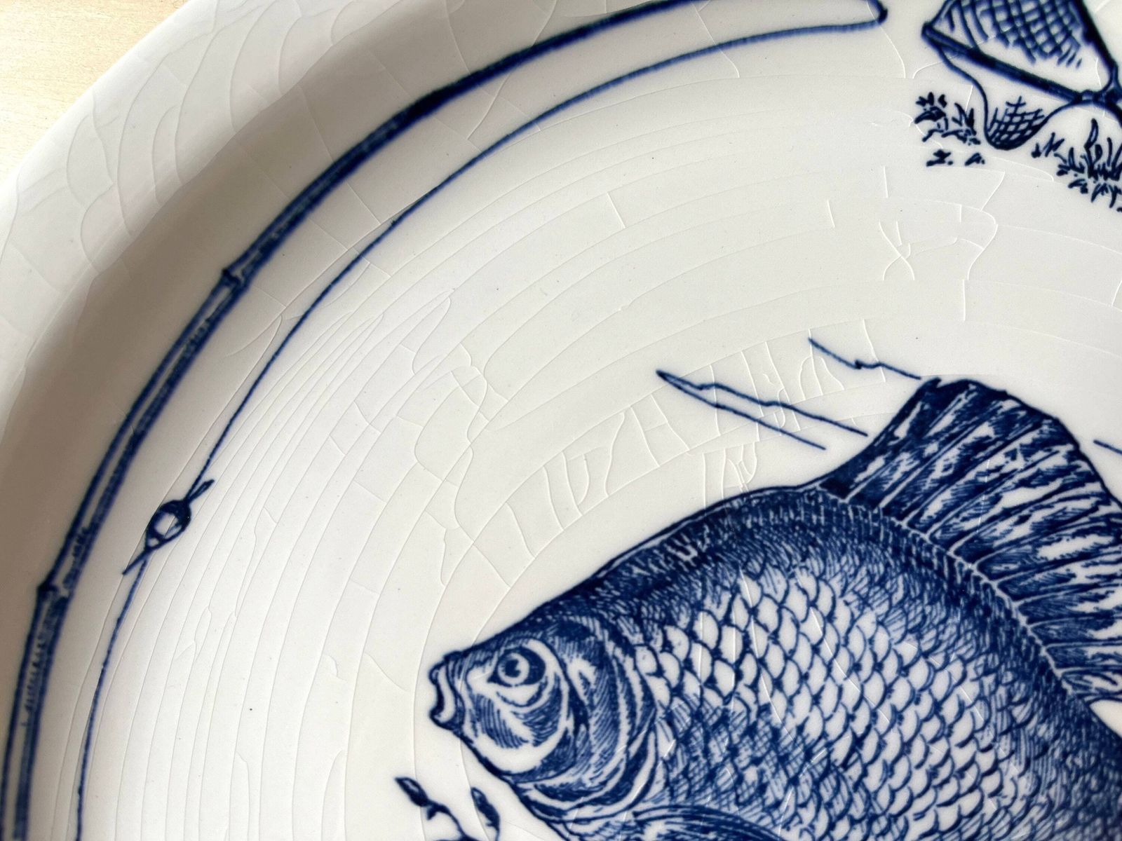 Set Of 6 Fish Dinner Plates By Gien France Vintage, Flat Plates With Fish Design photo vinterior