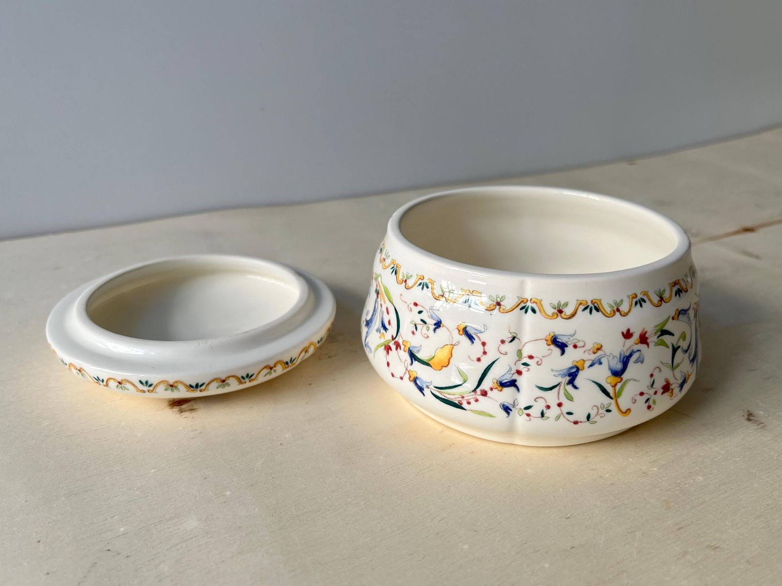 Gien Toscana Earthenware Candy Box, Round Jewelry Box, French Tableware Manufacture photo Home Decor