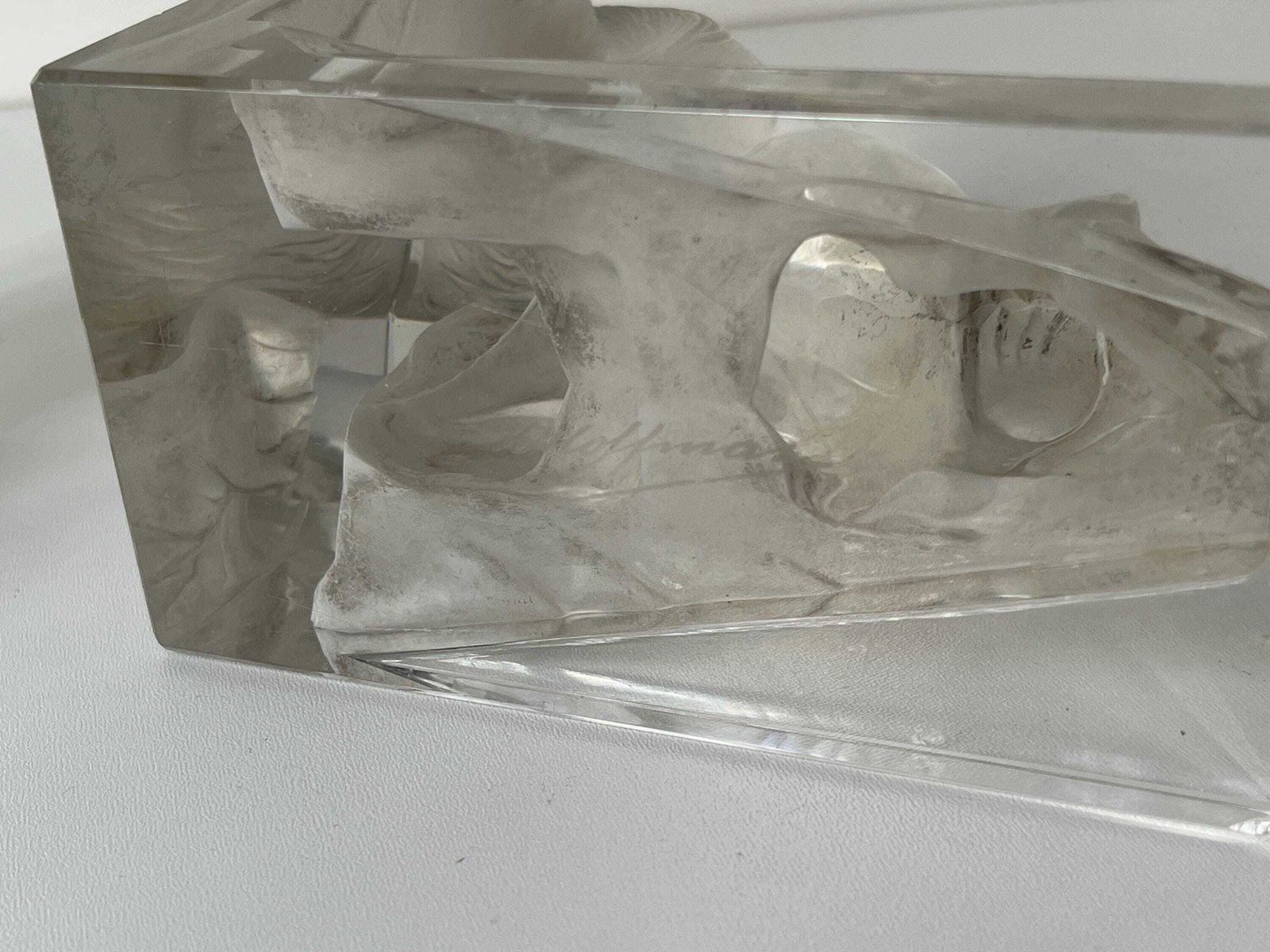 photo for sale Antique Pair Of 1930s Squirrel Bookends Signed H.Hoffmann, Czech Frosted And Clear Glass Paperweights