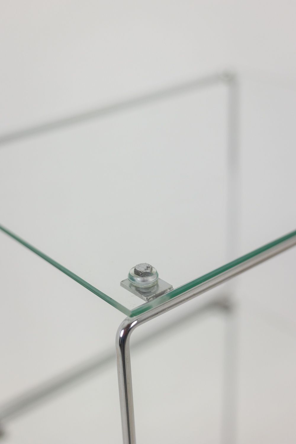 Set Of 3 Shelves In Chrome Plated Metal And Glass. 1970s photo vinterior