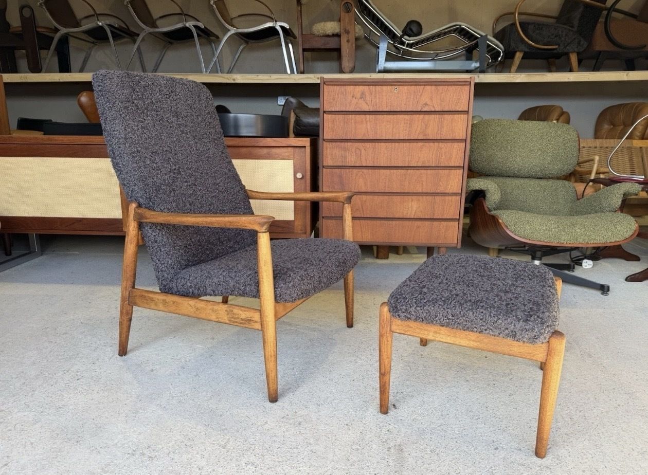 Mid Century Armchair With Footstool By Edmund Homa Gfm 64 Design 1960s