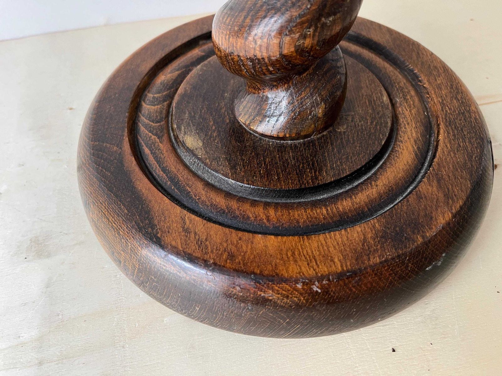 photo for sale Midcentury French Turned Wood Pedestal Table, Vintage Twist Bedside Table, Wooden Plant Holder