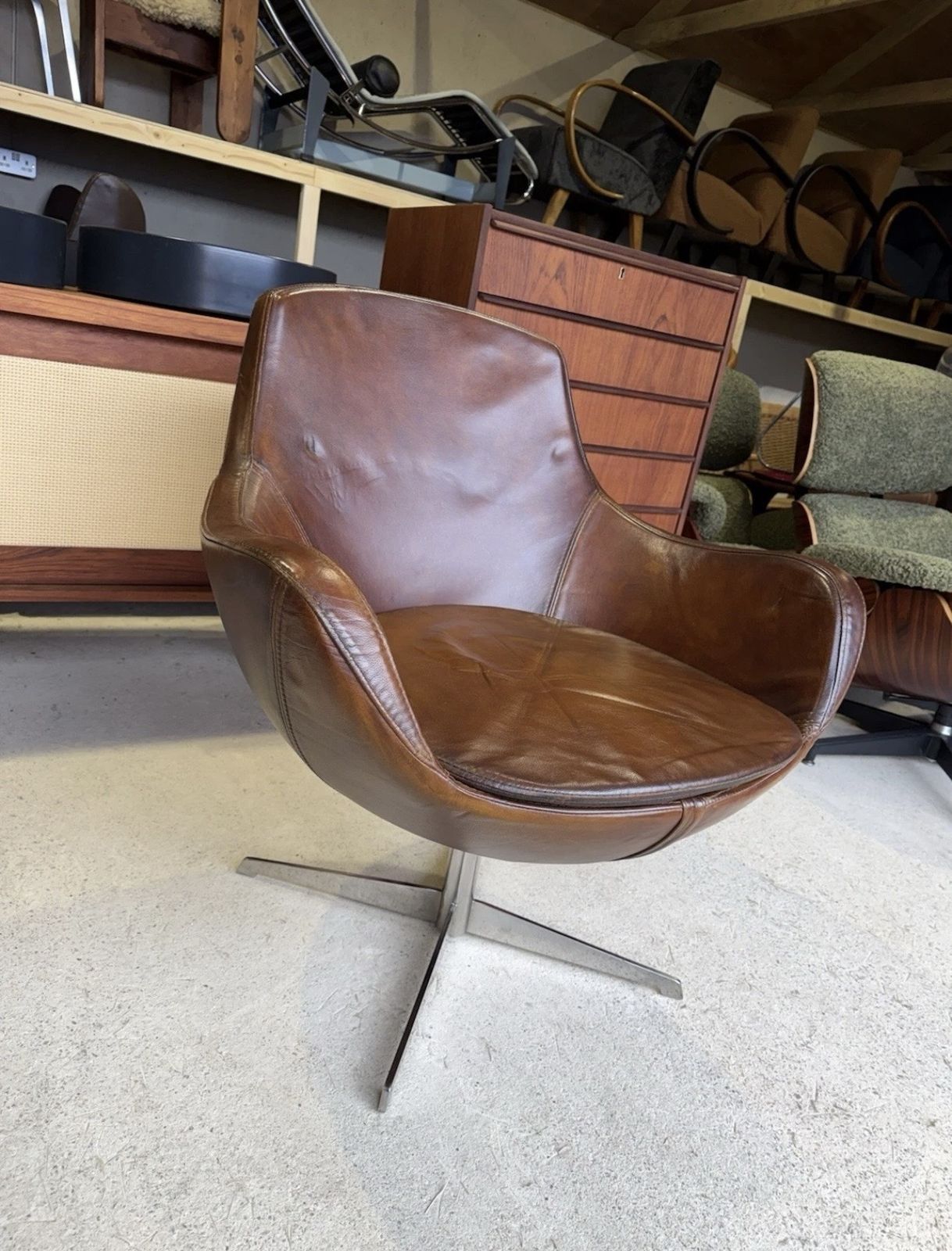 Mid Century Swivel Lounge Chair By Grassoler Rosetta 1970s Spain photo for sale